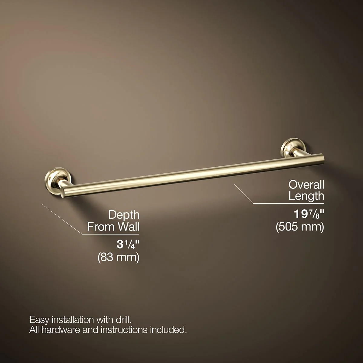 KOHLER K-14435 Purist 18" towel bar - Image 20