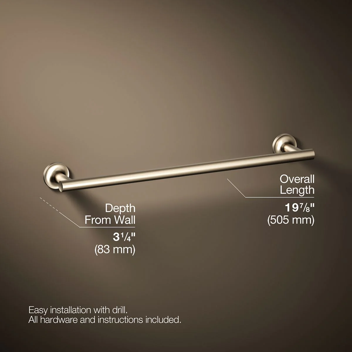 KOHLER K-14435 Purist 18" towel bar - Image 38