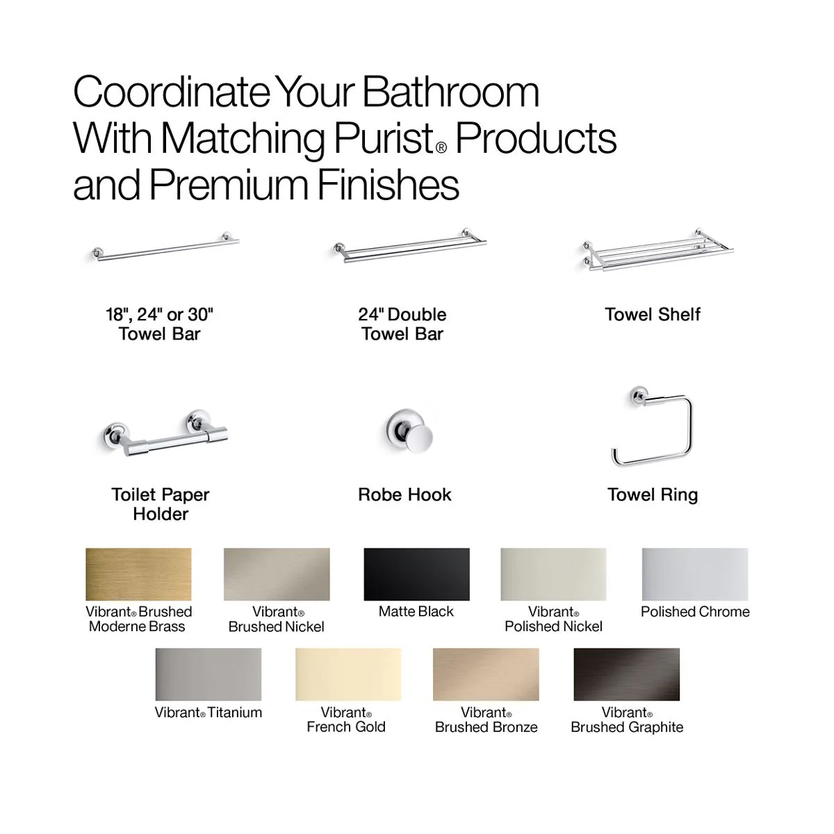 KOHLER K-14435 Purist 18" towel bar - Image 40
