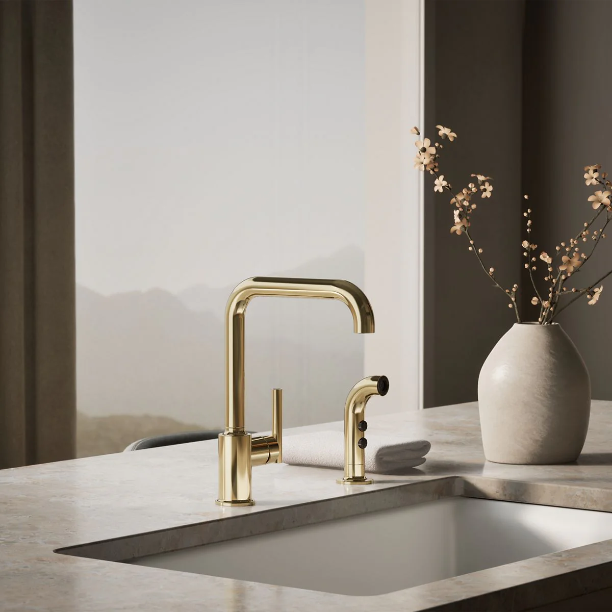KOHLER K-7508 Purist Single-handle kitchen sink faucet with side sprayer - Image 16