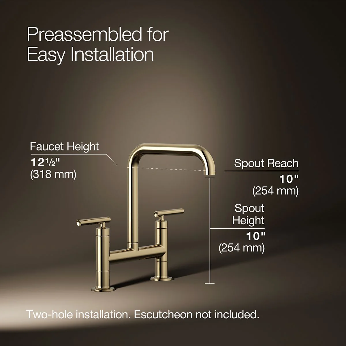 KOHLER K-7547-4 Purist Two-hole bridge kitchen sink faucet - Image 12