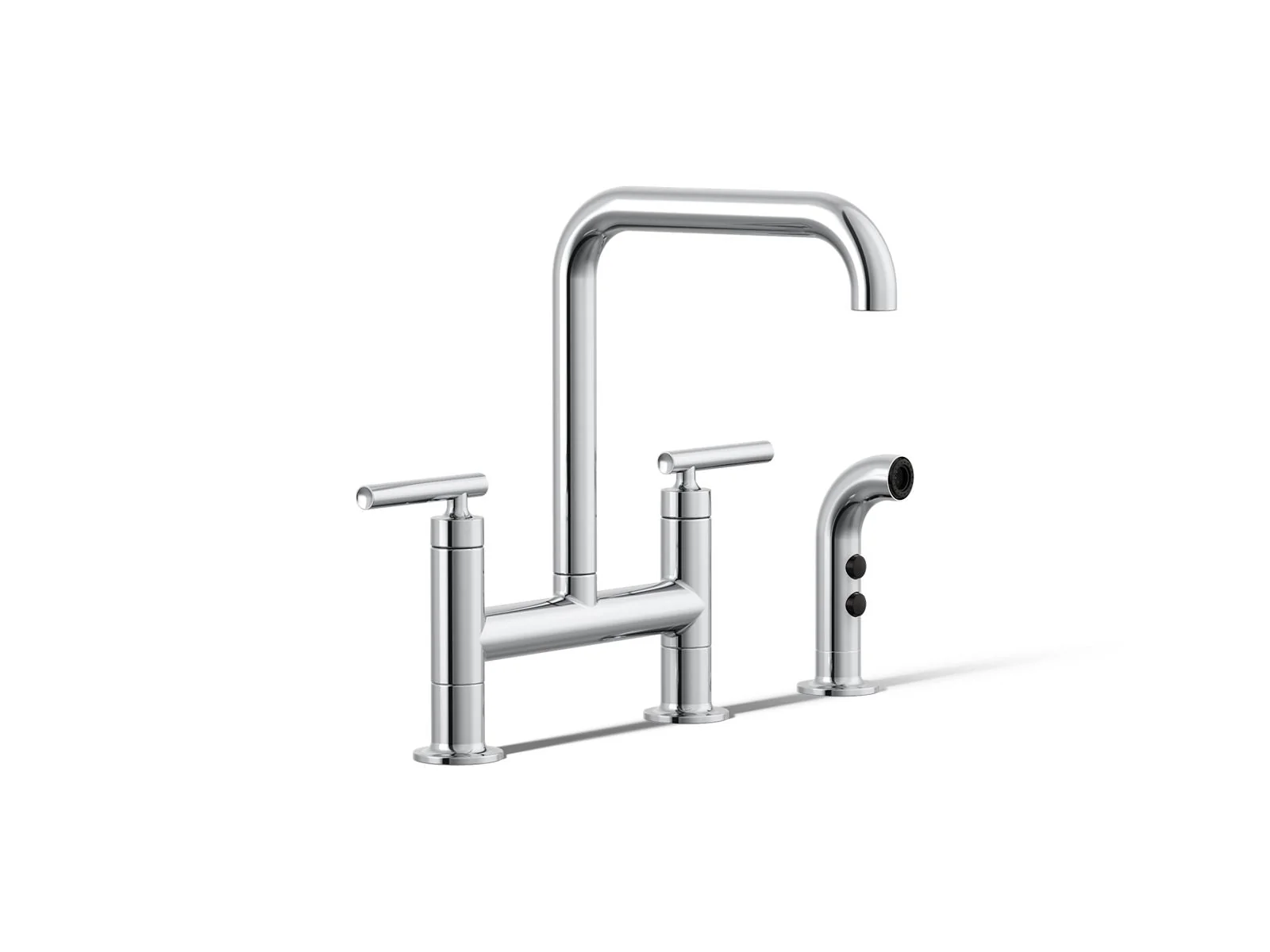 KOHLER K-7548-4 Purist Two-hole bridge kitchen sink faucet with side sprayer - Image 30
