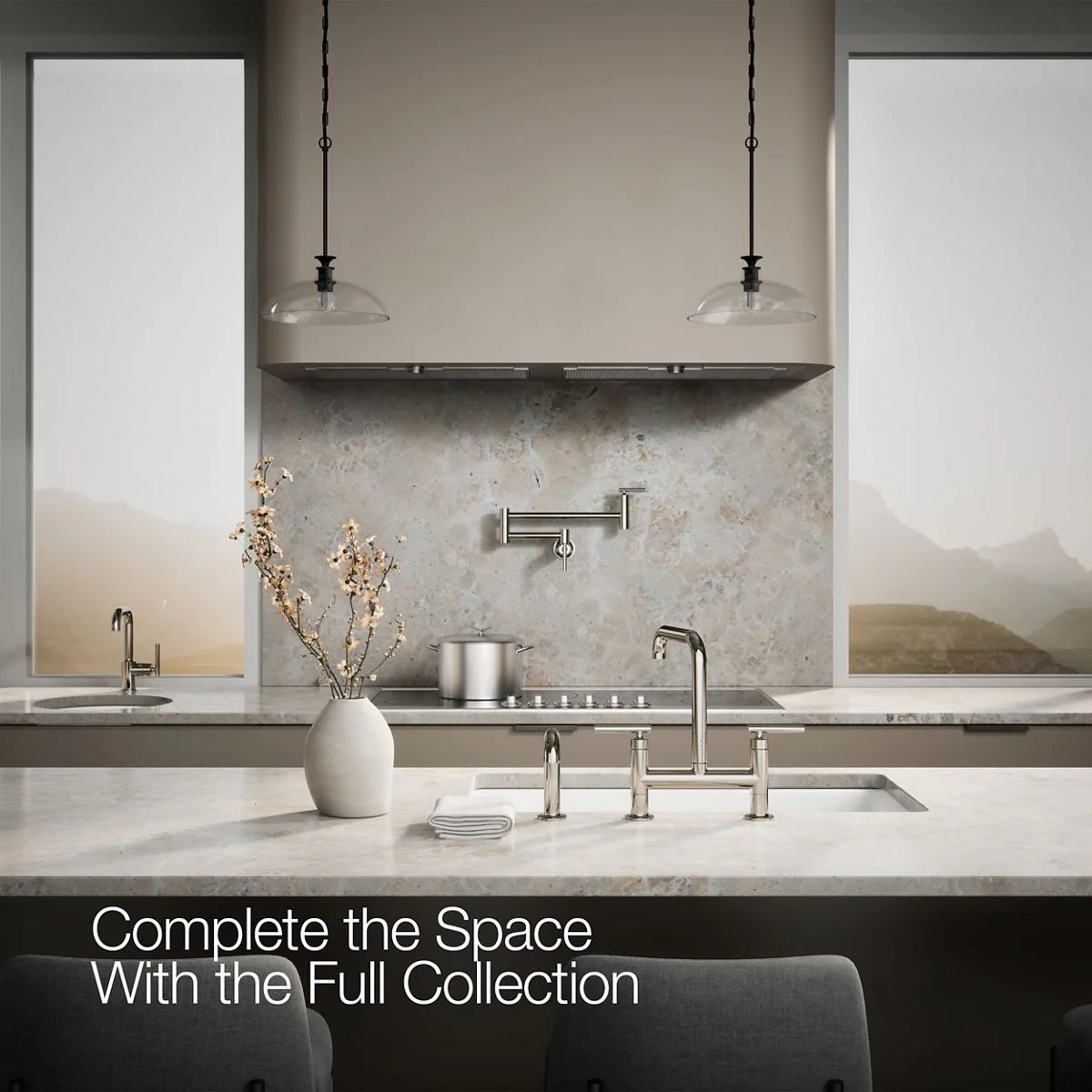 KOHLER K-7548-4 Purist Two-hole bridge kitchen sink faucet with side sprayer - Image 38