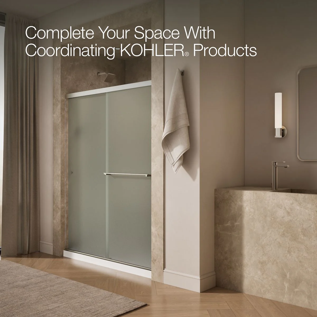 KOHLER K-707206-D3 Revel Sliding shower door, 76" H x 56-5/8 - 59-5/8" W, with 5/16" thick Frosted glass - Image 13