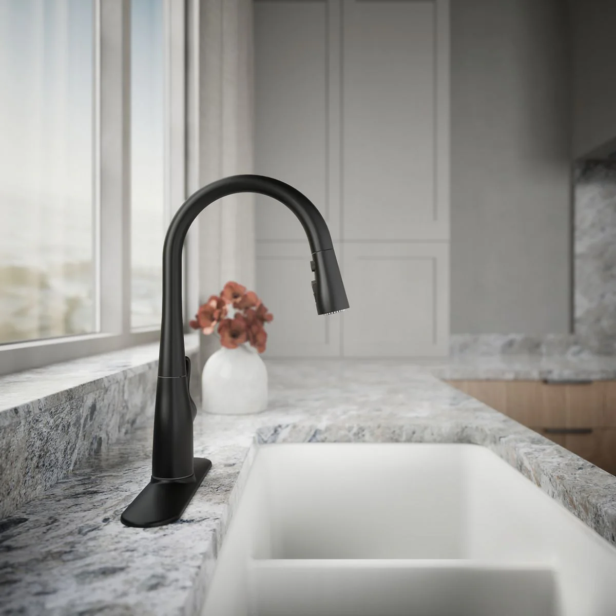 KOHLER K-597 Simplice Compact pull-down kitchen sink faucet with three-function sprayhead - Image 11