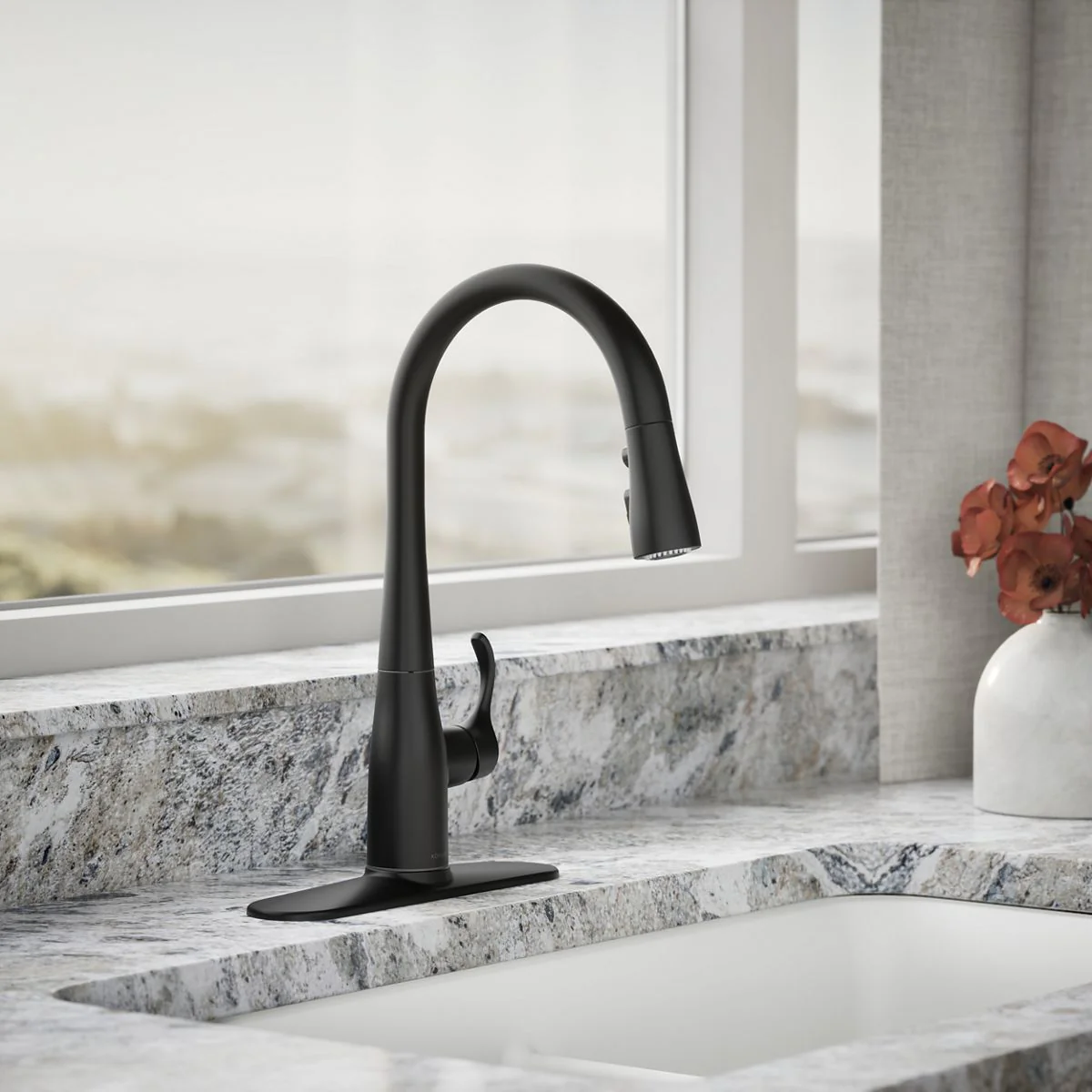 KOHLER K-597 Simplice Compact pull-down kitchen sink faucet with three-function sprayhead - Image 12