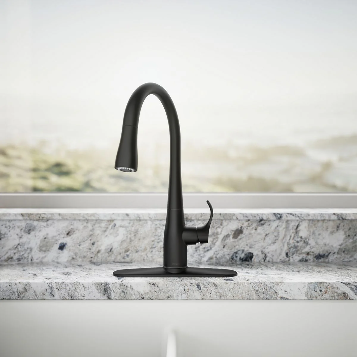 KOHLER K-597 Simplice Compact pull-down kitchen sink faucet with three-function sprayhead - Image 13