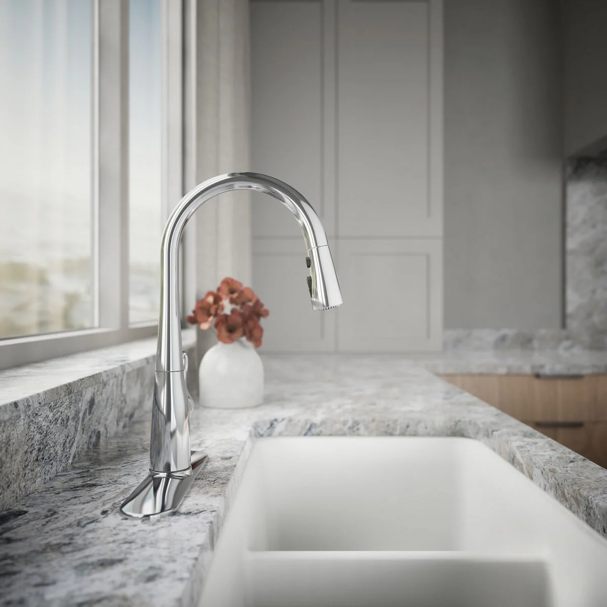 KOHLER K-597 Simplice Compact pull-down kitchen sink faucet with three-function sprayhead - Image 16