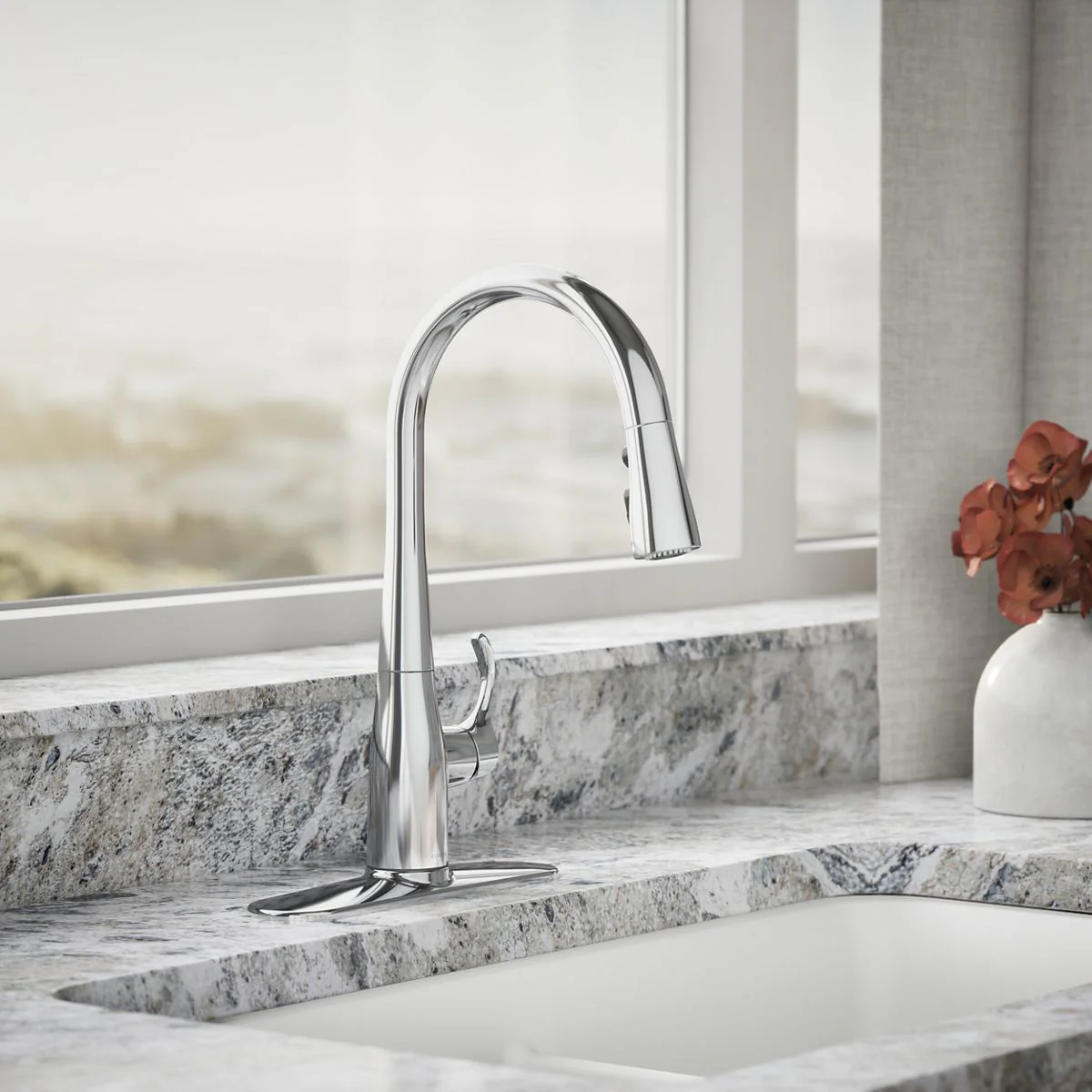 KOHLER K-597 Simplice Compact pull-down kitchen sink faucet with three-function sprayhead - Image 17