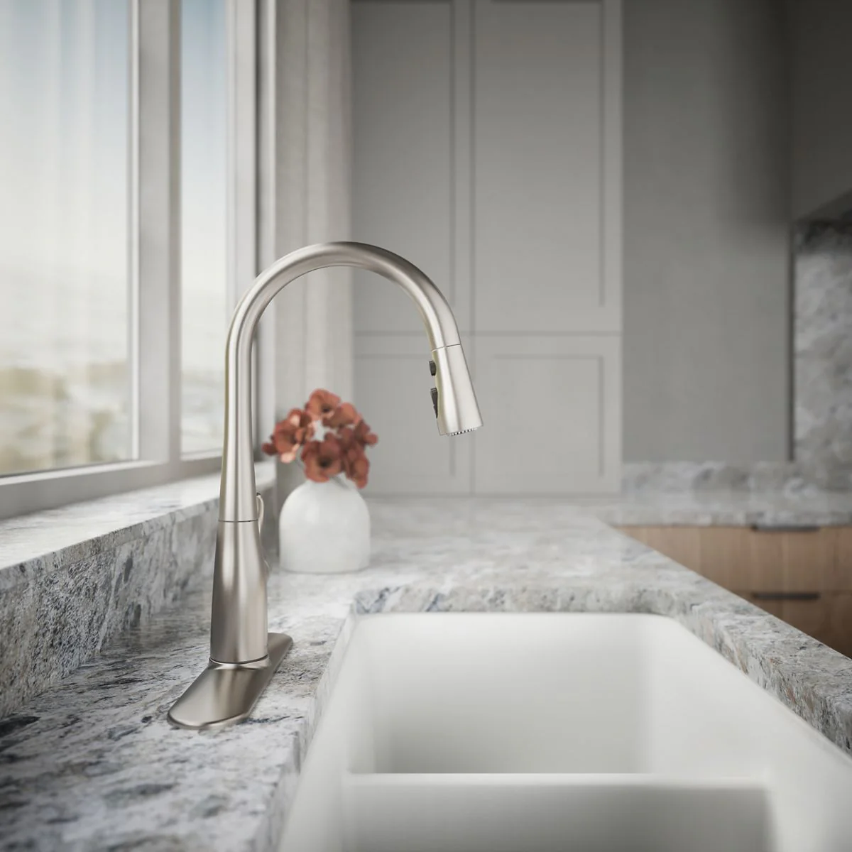 KOHLER K-597 Simplice Compact pull-down kitchen sink faucet with three-function sprayhead - Image 21