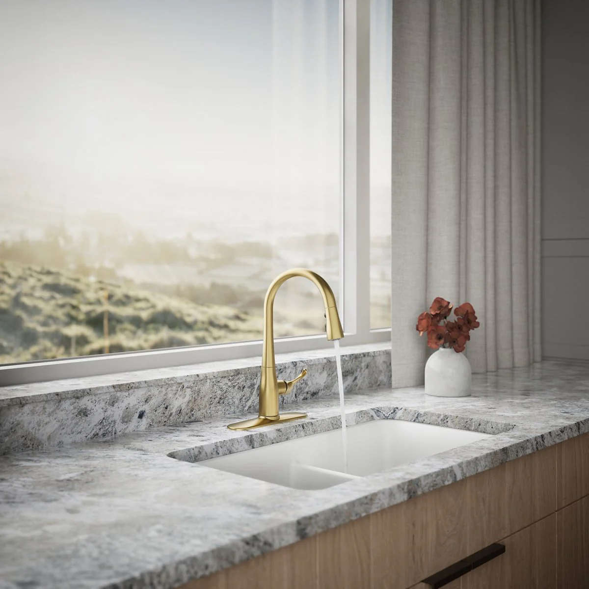 KOHLER K-597 Simplice Compact pull-down kitchen sink faucet with three-function sprayhead - Image 7