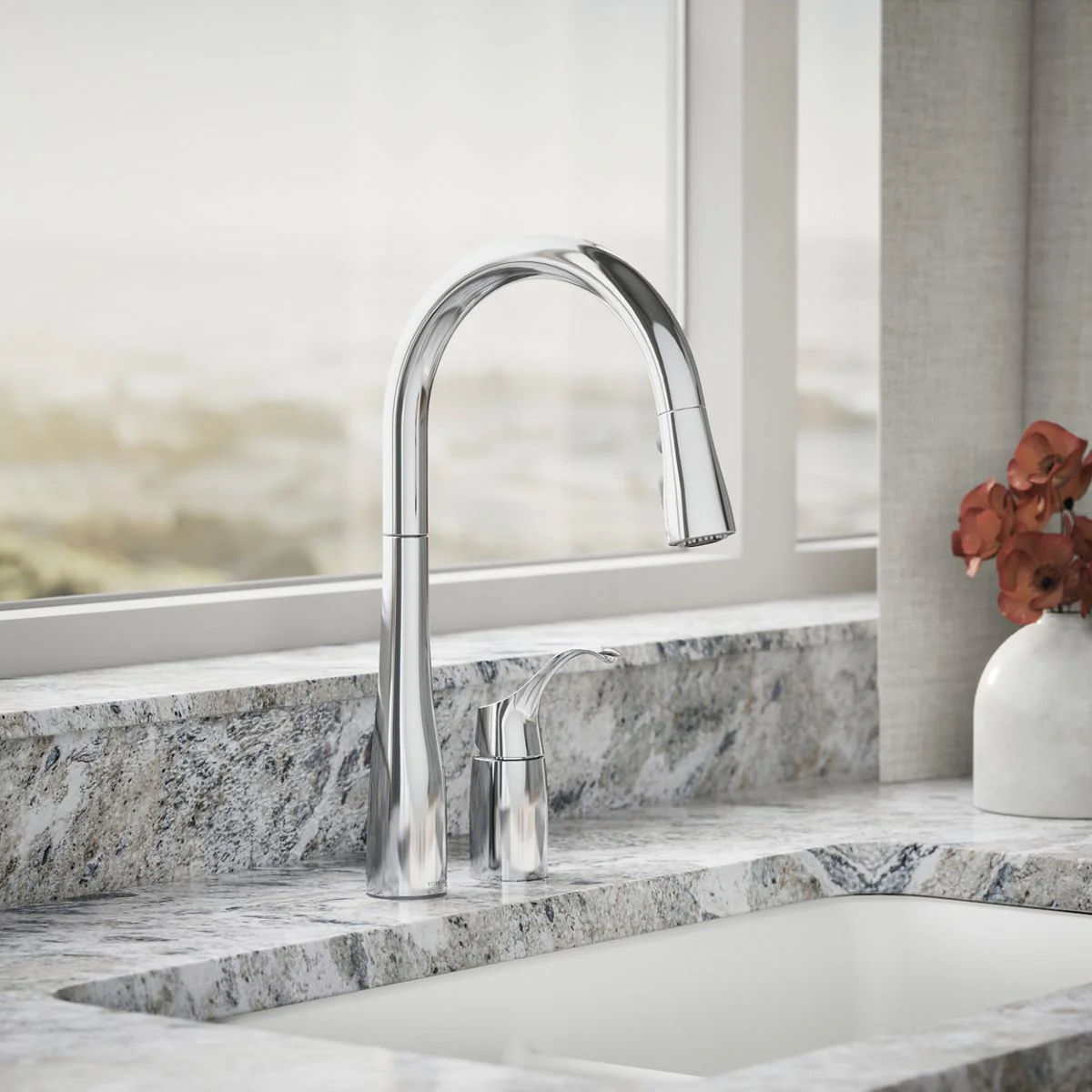 KOHLER K-647 Simplice Pull-down kitchen sink faucet with three-function sprayhead - Image 11
