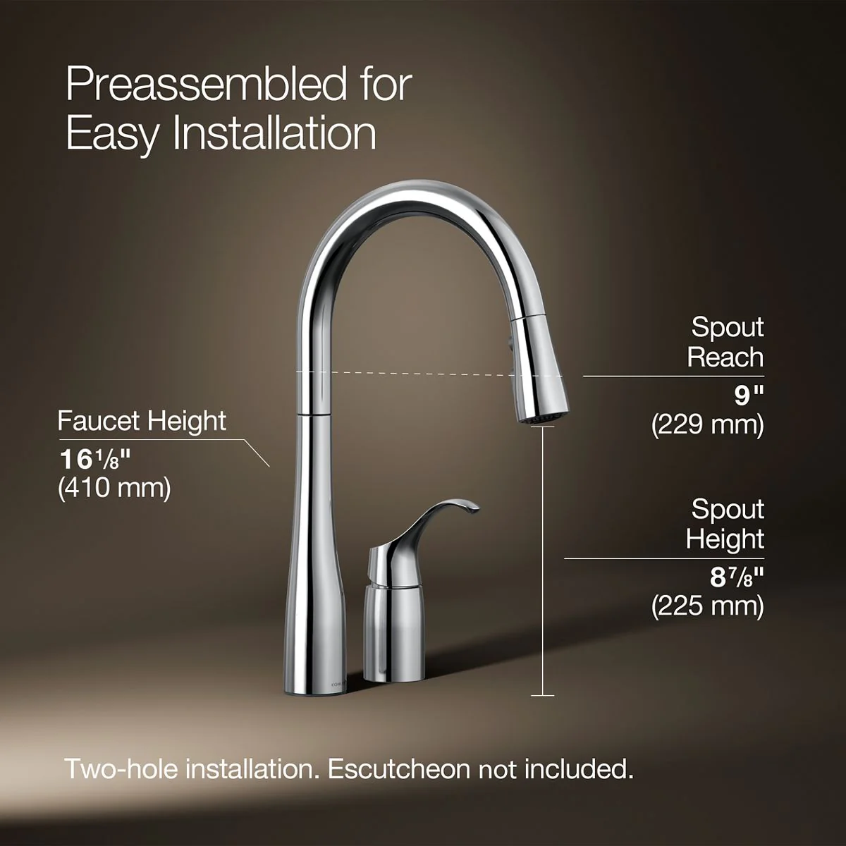 KOHLER K-647 Simplice Pull-down kitchen sink faucet with three-function sprayhead - Image 13