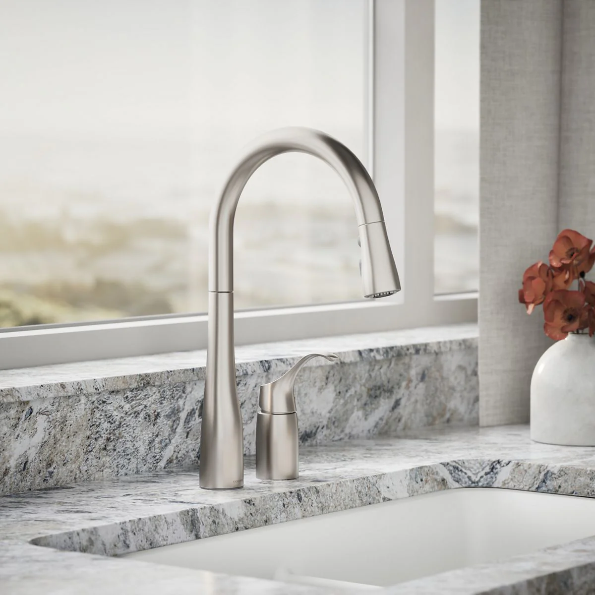 KOHLER K-647 Simplice Pull-down kitchen sink faucet with three-function sprayhead - Image 16