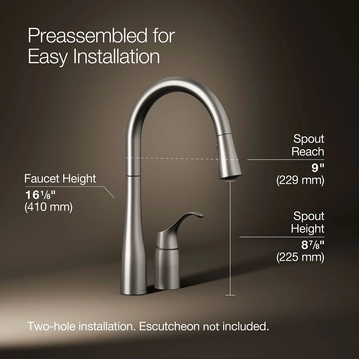 KOHLER K-647 Simplice Pull-down kitchen sink faucet with three-function sprayhead - Image 18