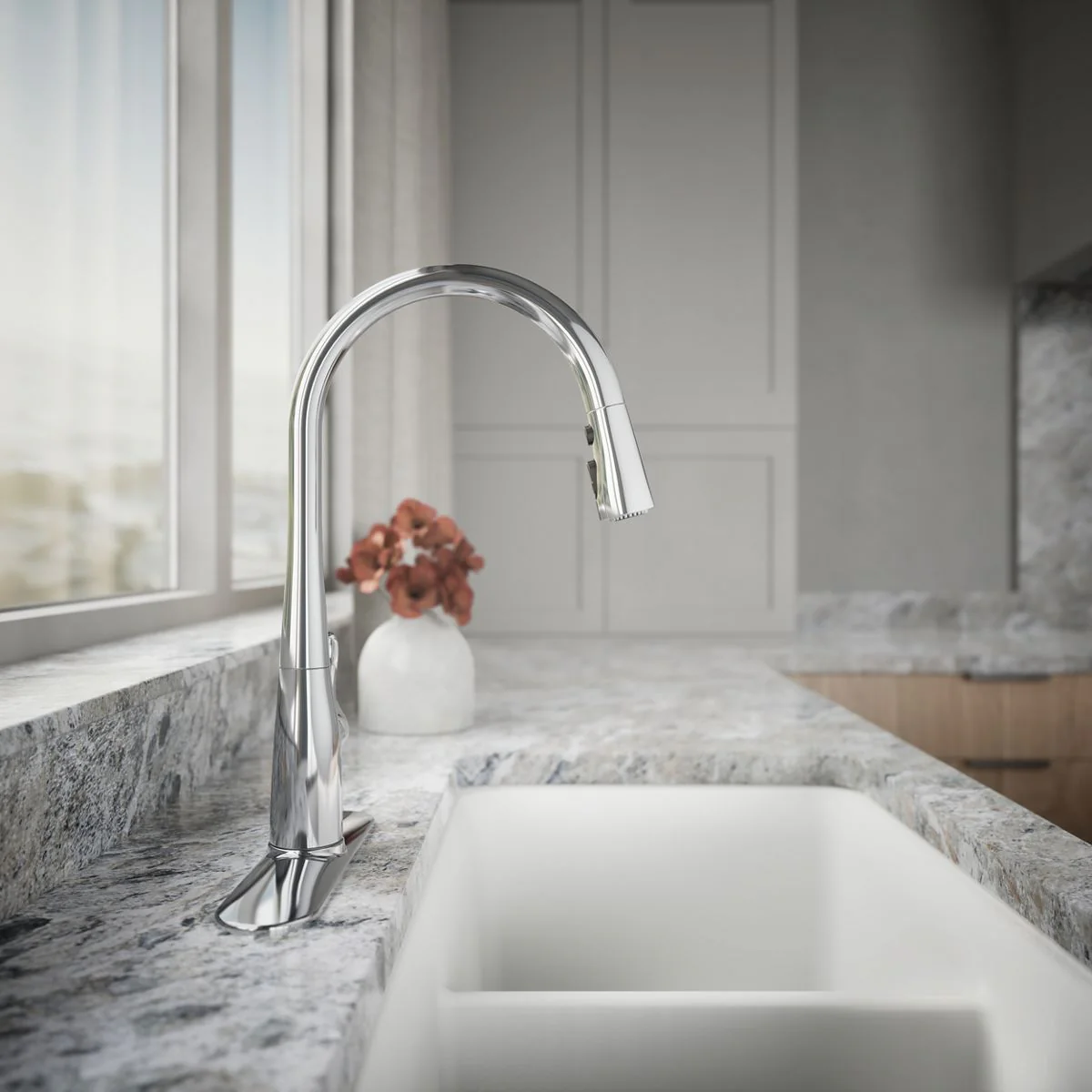 KOHLER K-596 Simplice Pull-down kitchen sink faucet with three-function sprayhead - Image 16