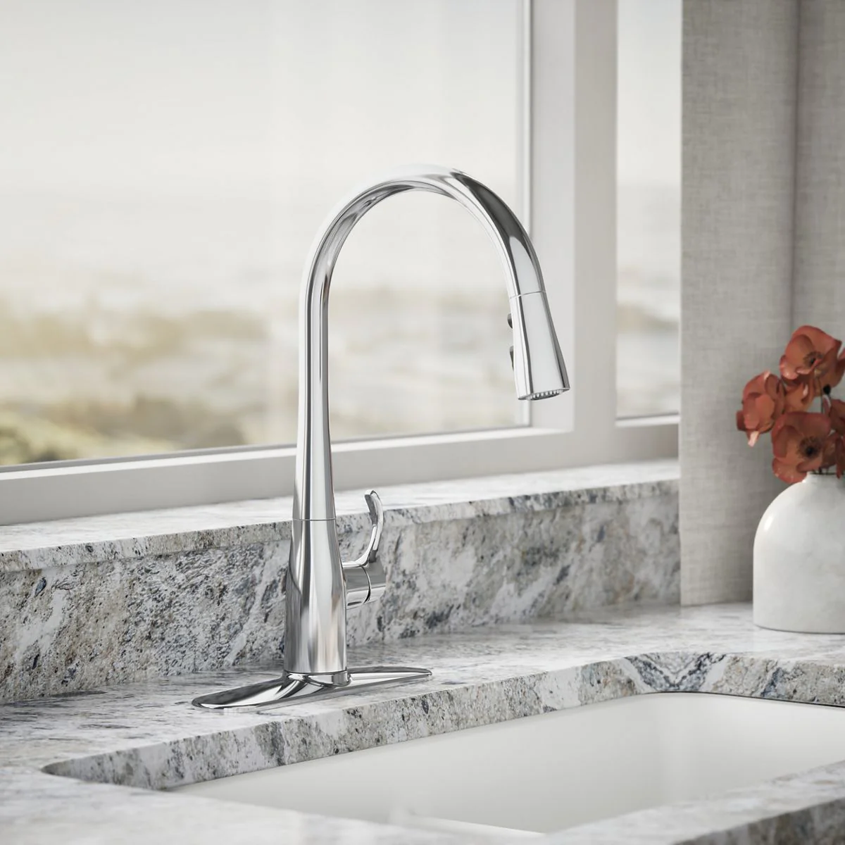 KOHLER K-596 Simplice Pull-down kitchen sink faucet with three-function sprayhead - Image 17