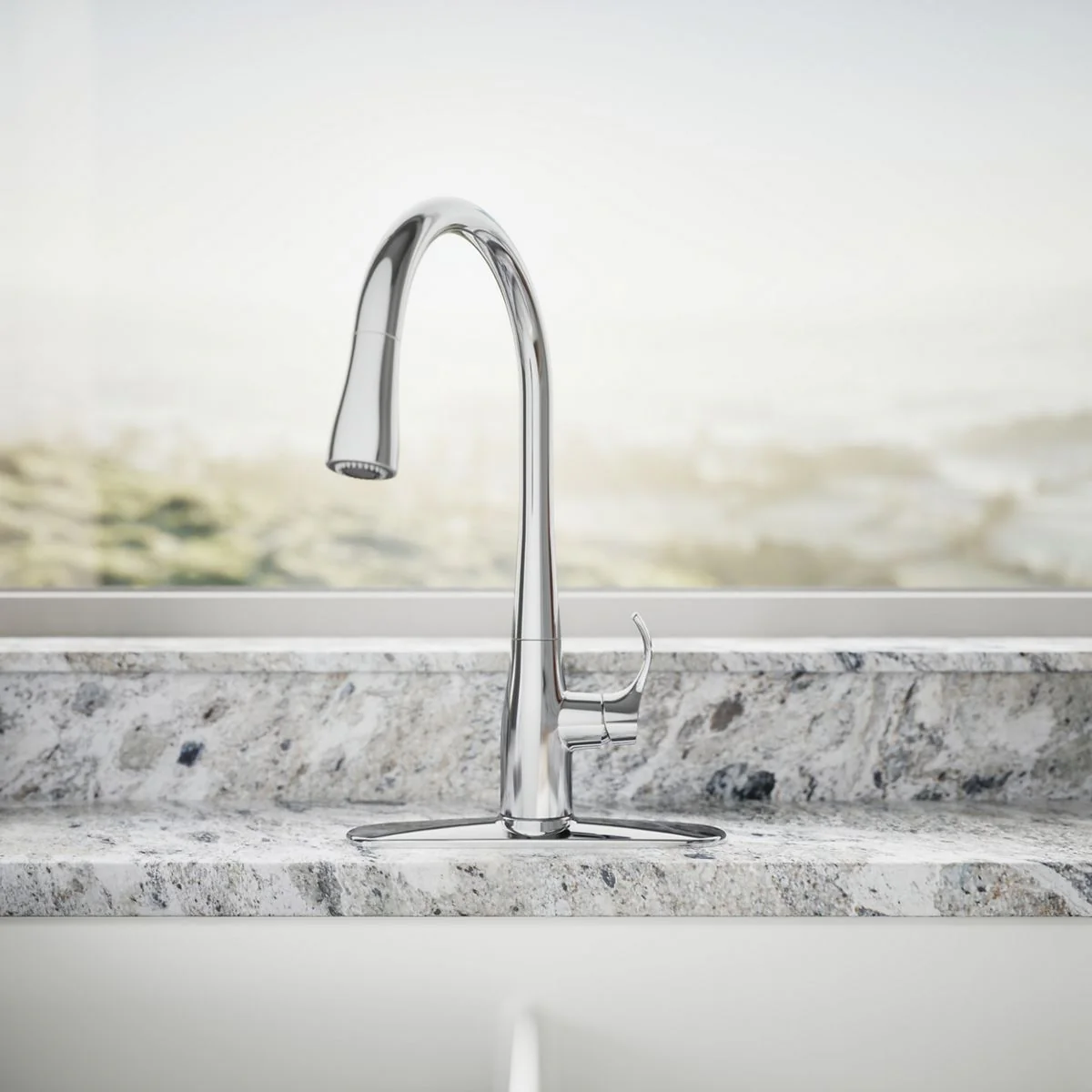 KOHLER K-596 Simplice Pull-down kitchen sink faucet with three-function sprayhead - Image 18
