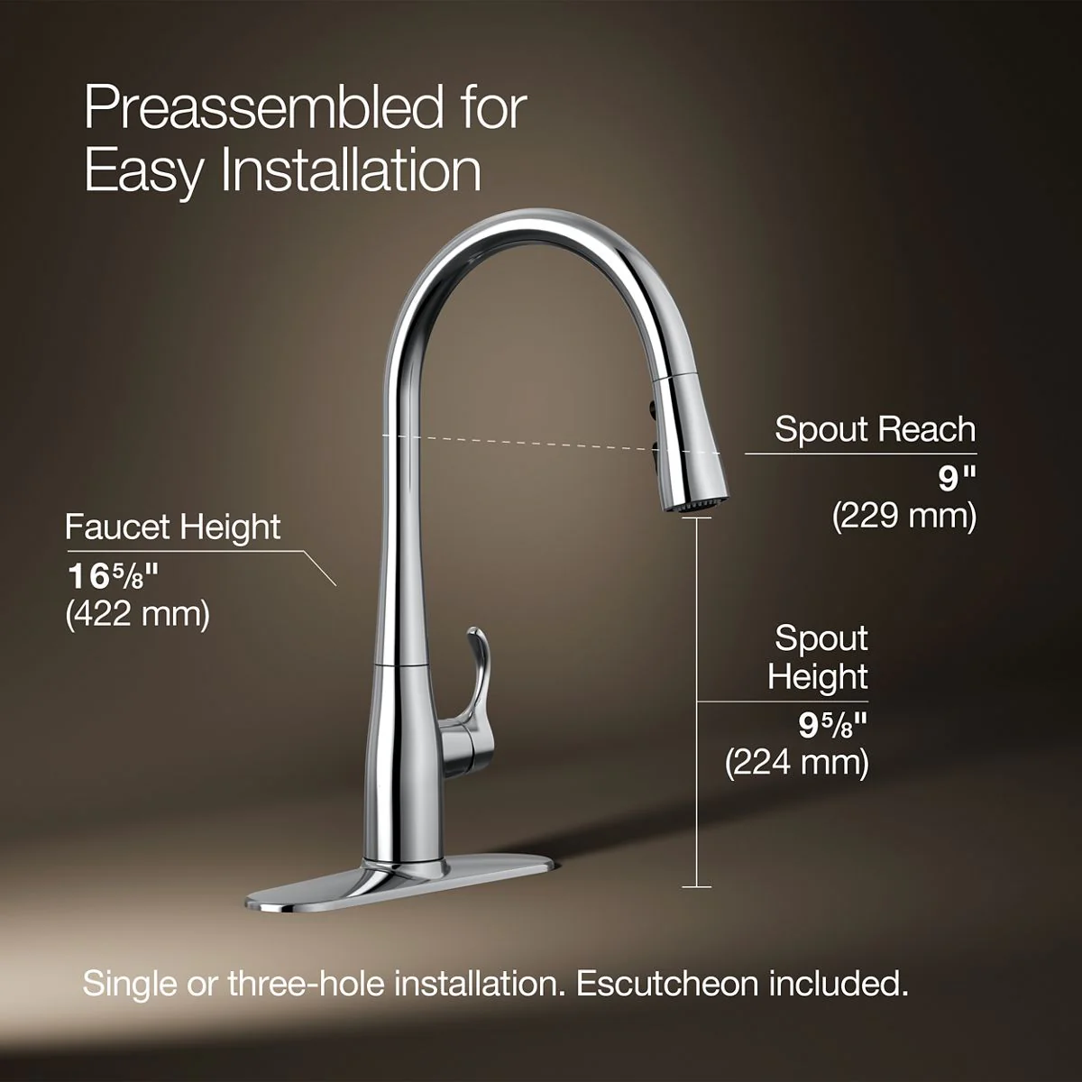 KOHLER K-596 Simplice Pull-down kitchen sink faucet with three-function sprayhead - Image 19
