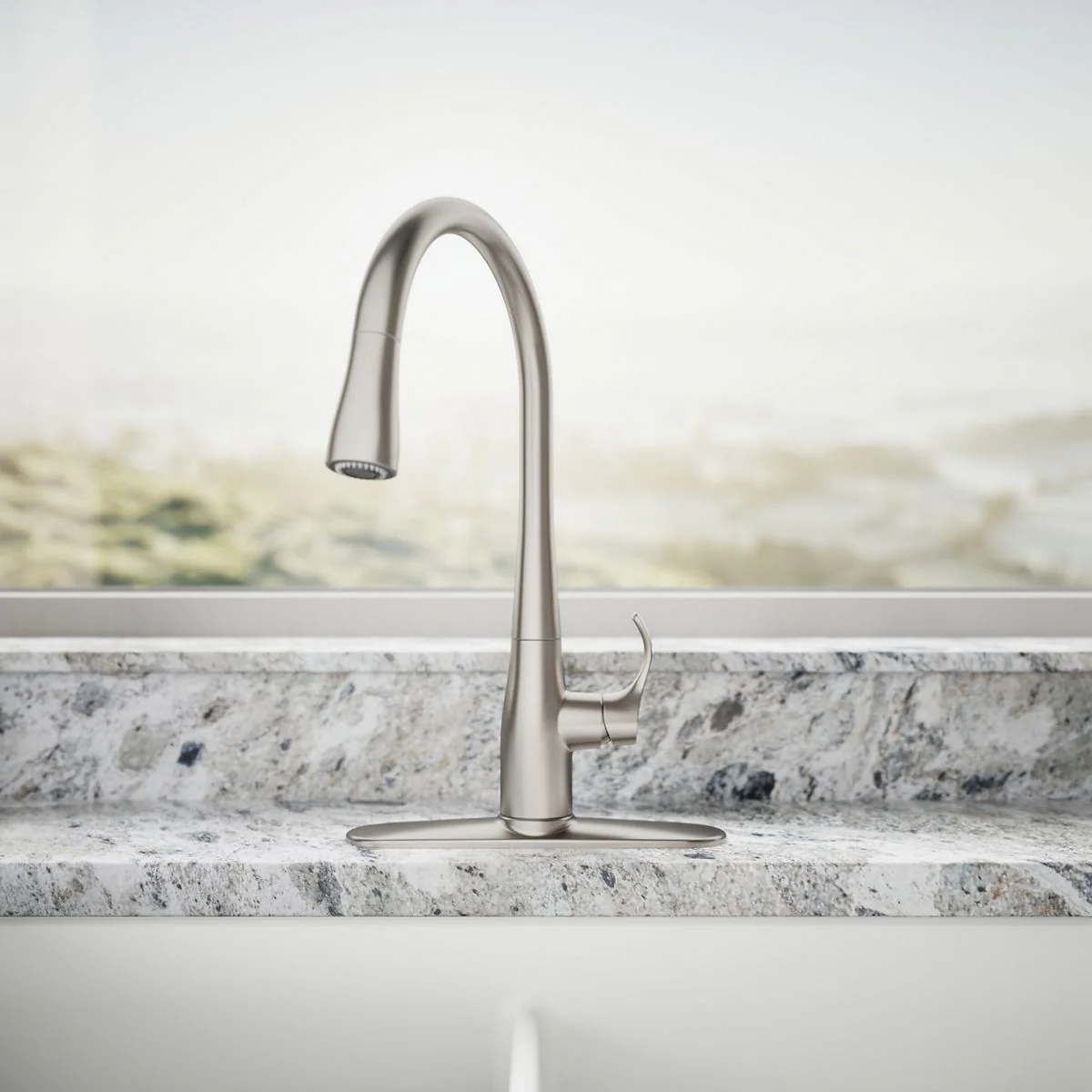 KOHLER K-596 Simplice Pull-down kitchen sink faucet with three-function sprayhead - Image 23