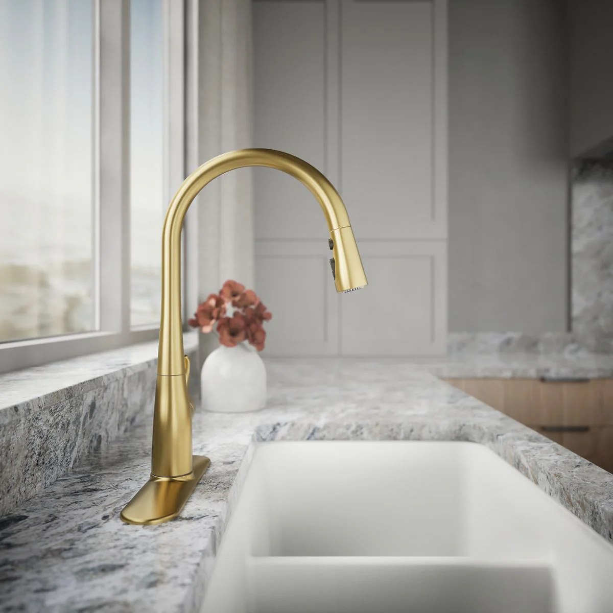 KOHLER K-596 Simplice Pull-down kitchen sink faucet with three-function sprayhead - Image 6