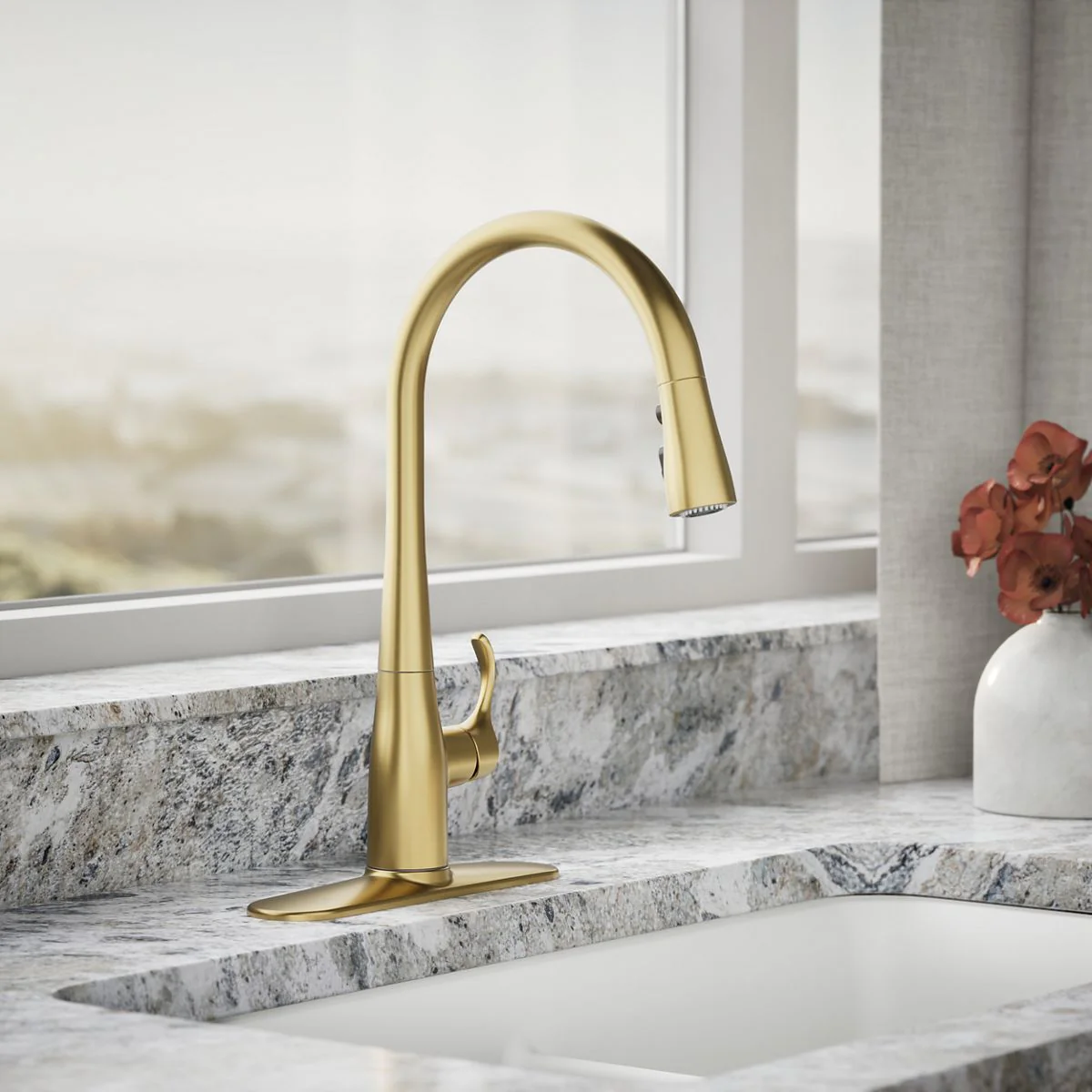 KOHLER K-596 Simplice Pull-down kitchen sink faucet with three-function sprayhead - Image 7