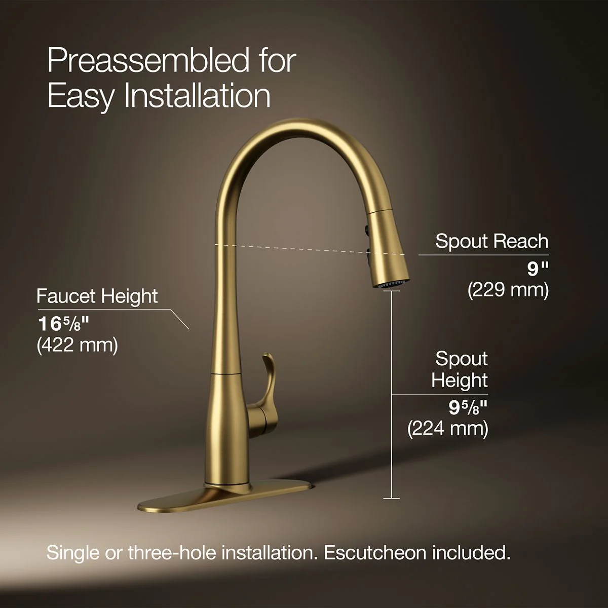 KOHLER K-596 Simplice Pull-down kitchen sink faucet with three-function sprayhead - Image 8