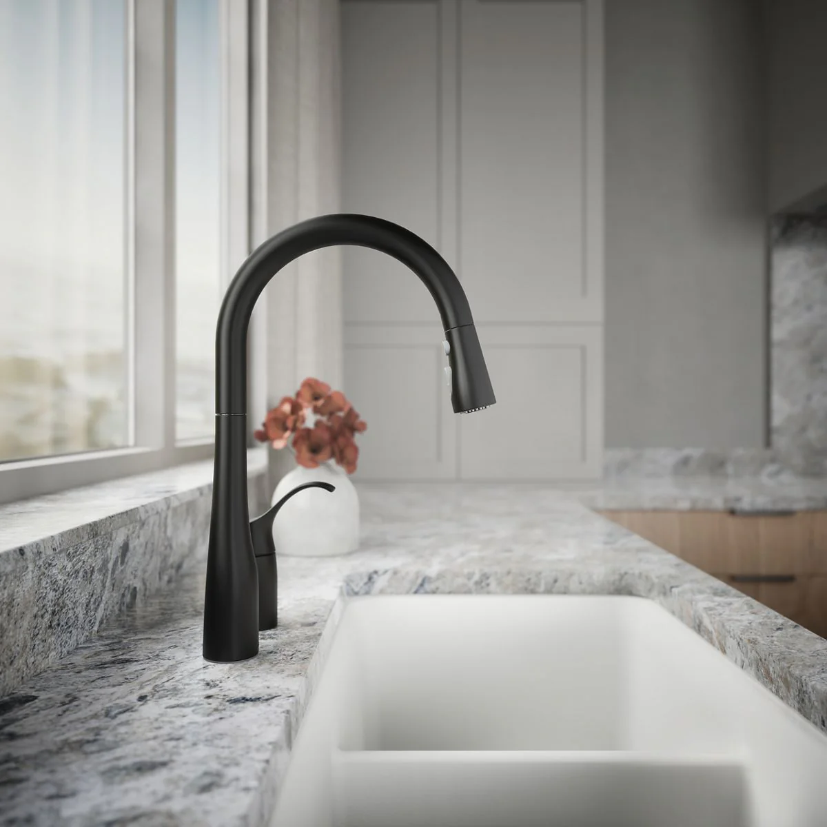 KOHLER K-647 Simplice Pull-down kitchen sink faucet with three-function sprayhead - Image 5