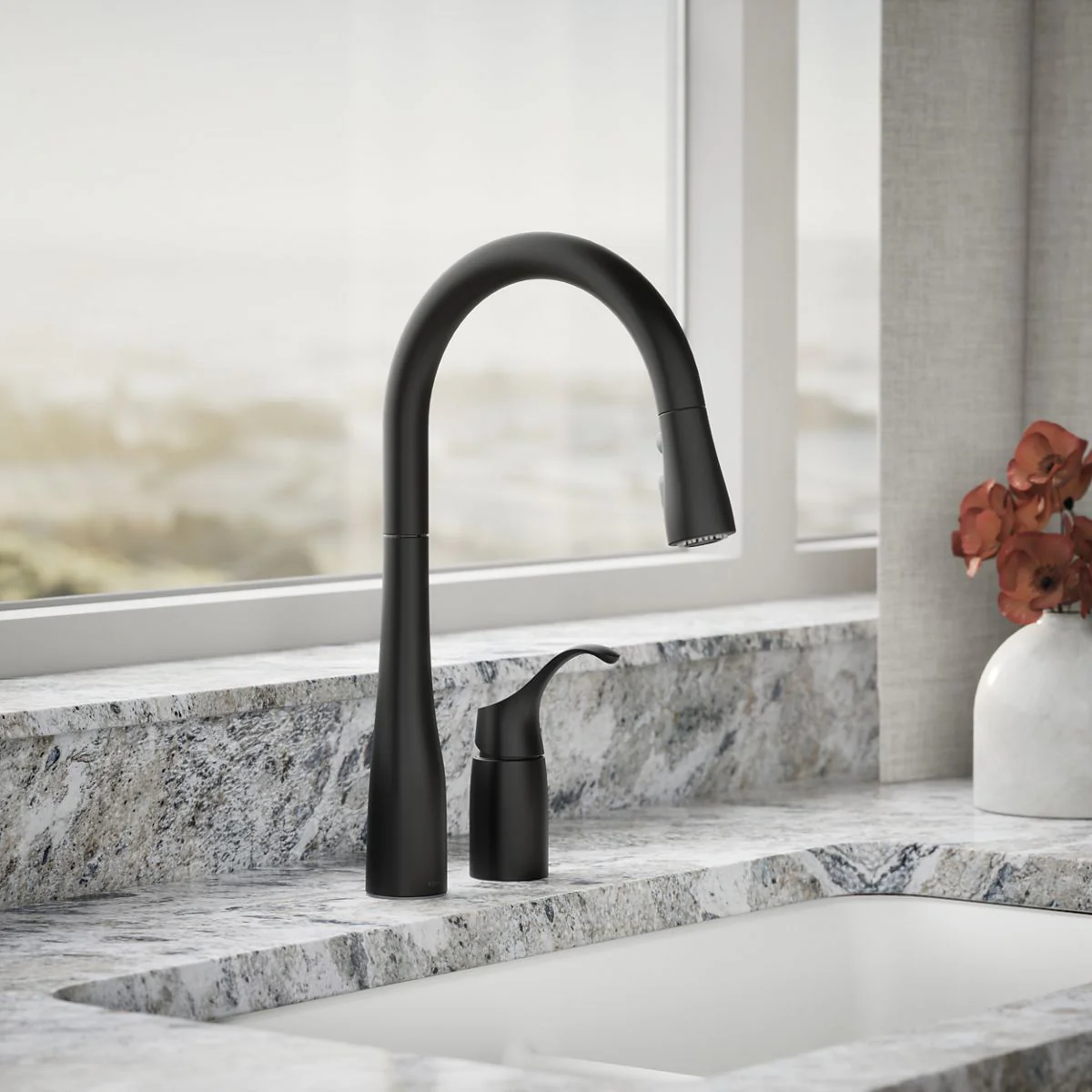 KOHLER K-647 Simplice Pull-down kitchen sink faucet with three-function sprayhead - Image 6