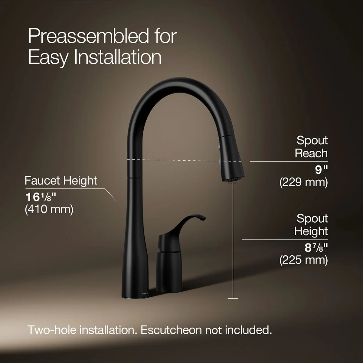 KOHLER K-647 Simplice Pull-down kitchen sink faucet with three-function sprayhead - Image 8