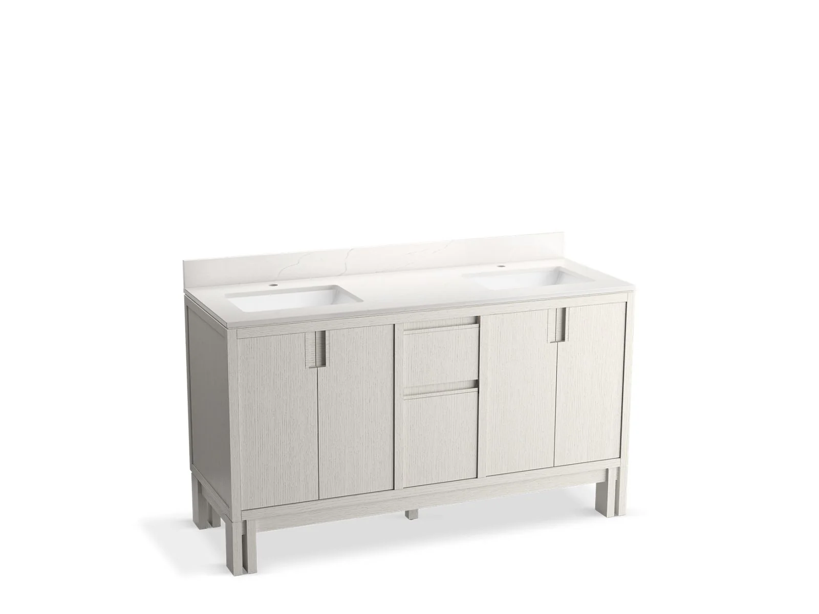 KOHLER K-32840 Solive 60" bathroom vanity cabinet with sinks and quartz top - Image 2