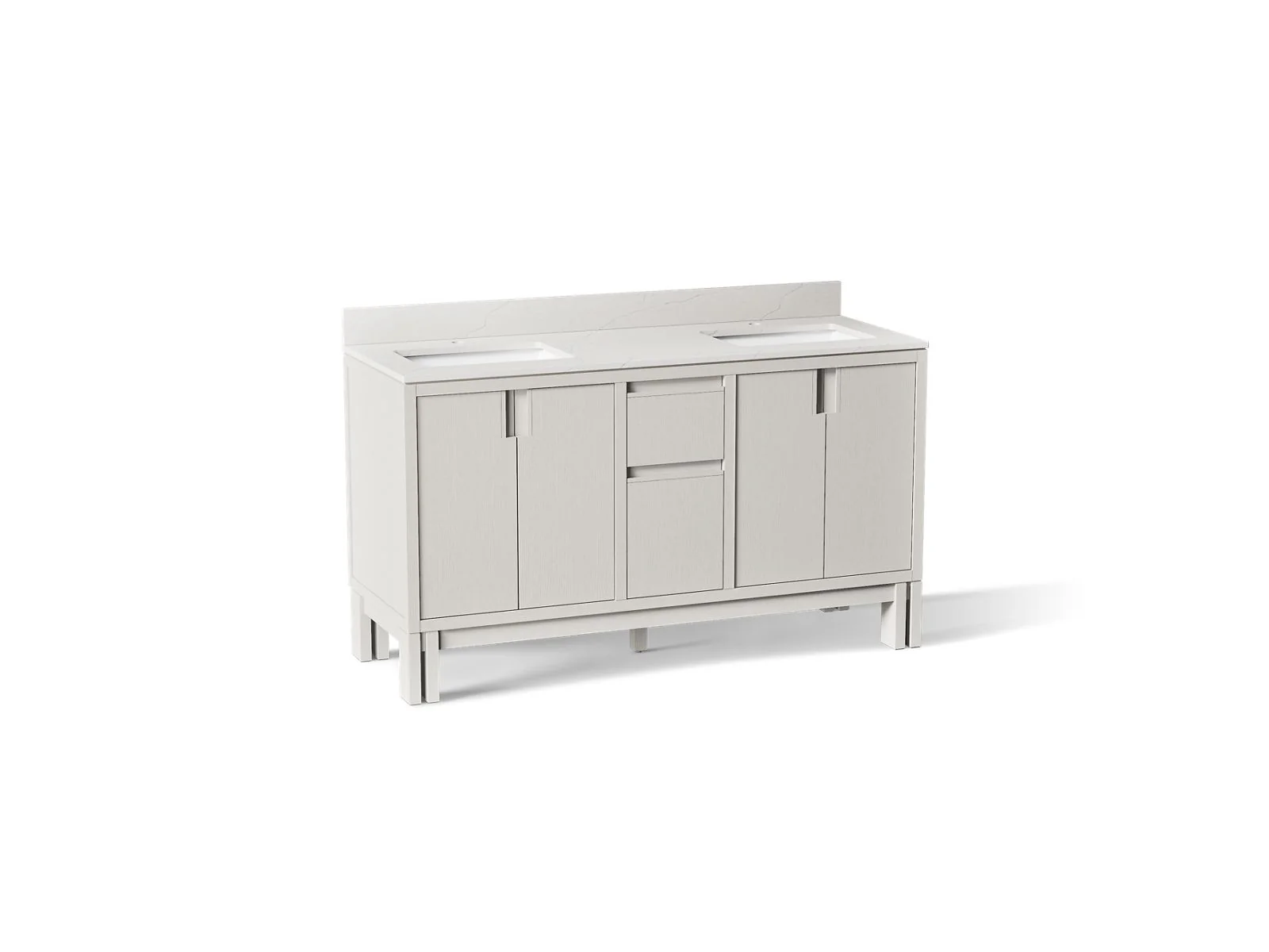 KOHLER K-32840 Solive 60" bathroom vanity cabinet with sinks and quartz top - Image 3