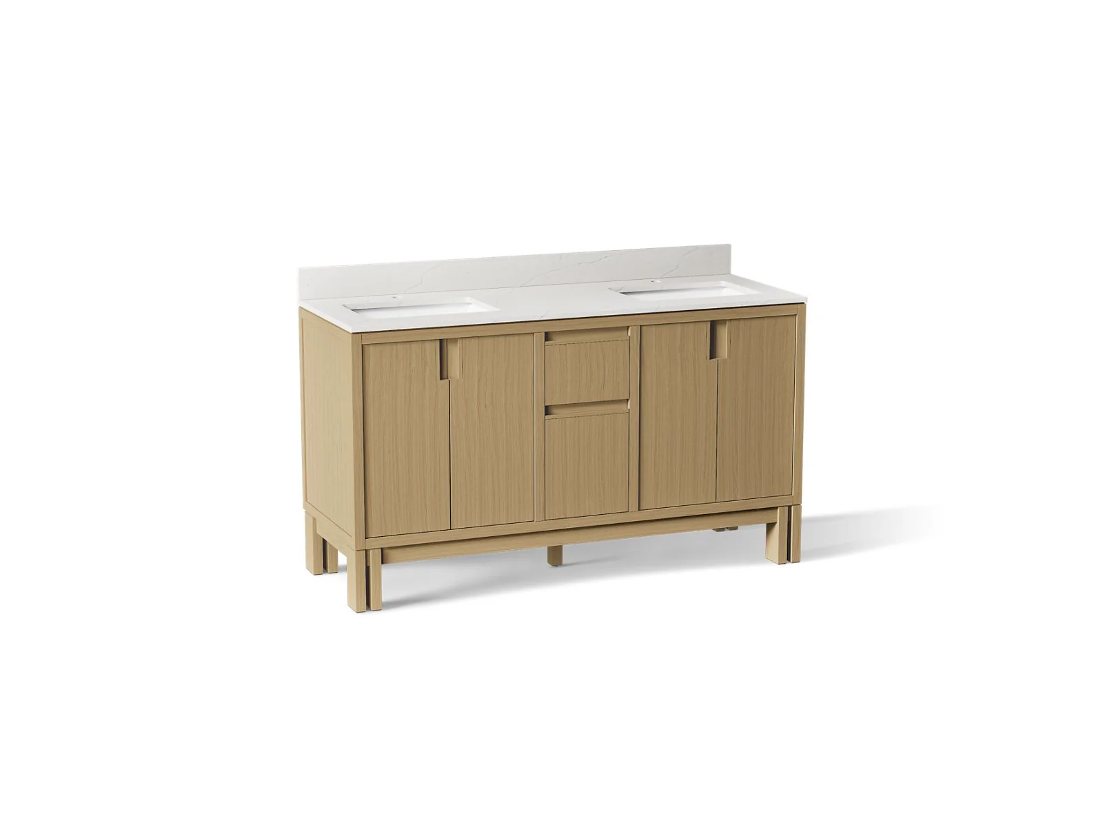 KOHLER K-32840 Solive 60" bathroom vanity cabinet with sinks and quartz top - Image 8