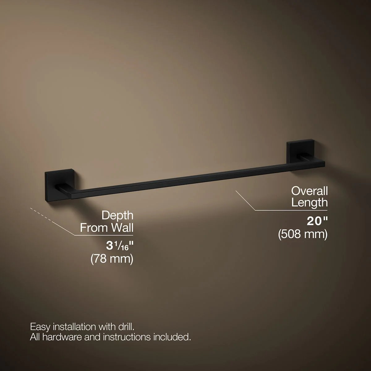 KOHLER K-23284 Square 18" towel bar - Image 14