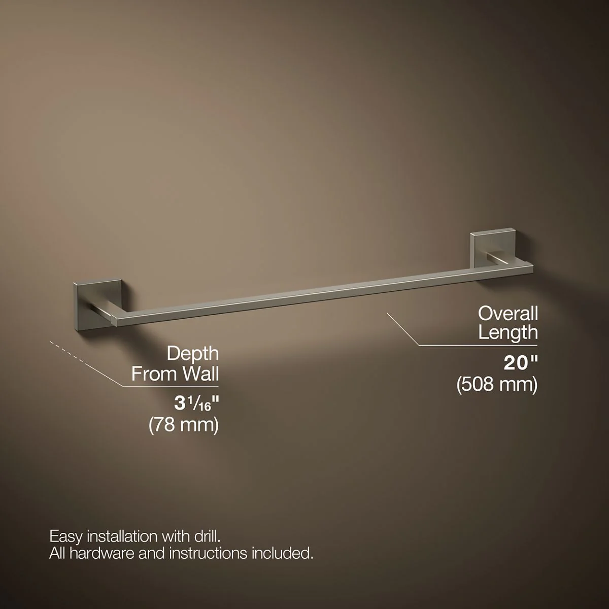 KOHLER K-23284 Square 18" towel bar - Image 19