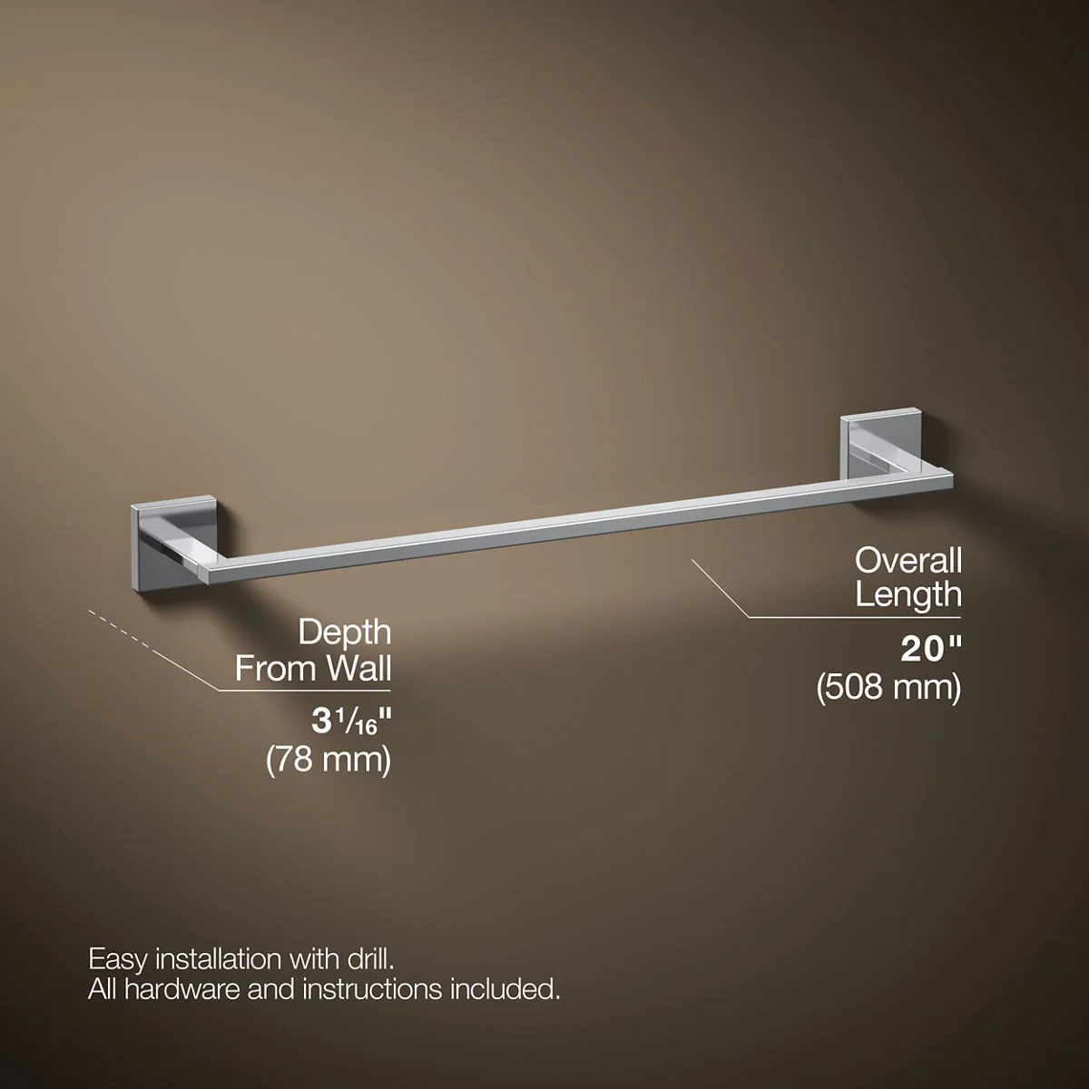 KOHLER K-23284 Square 18" towel bar - Image 24
