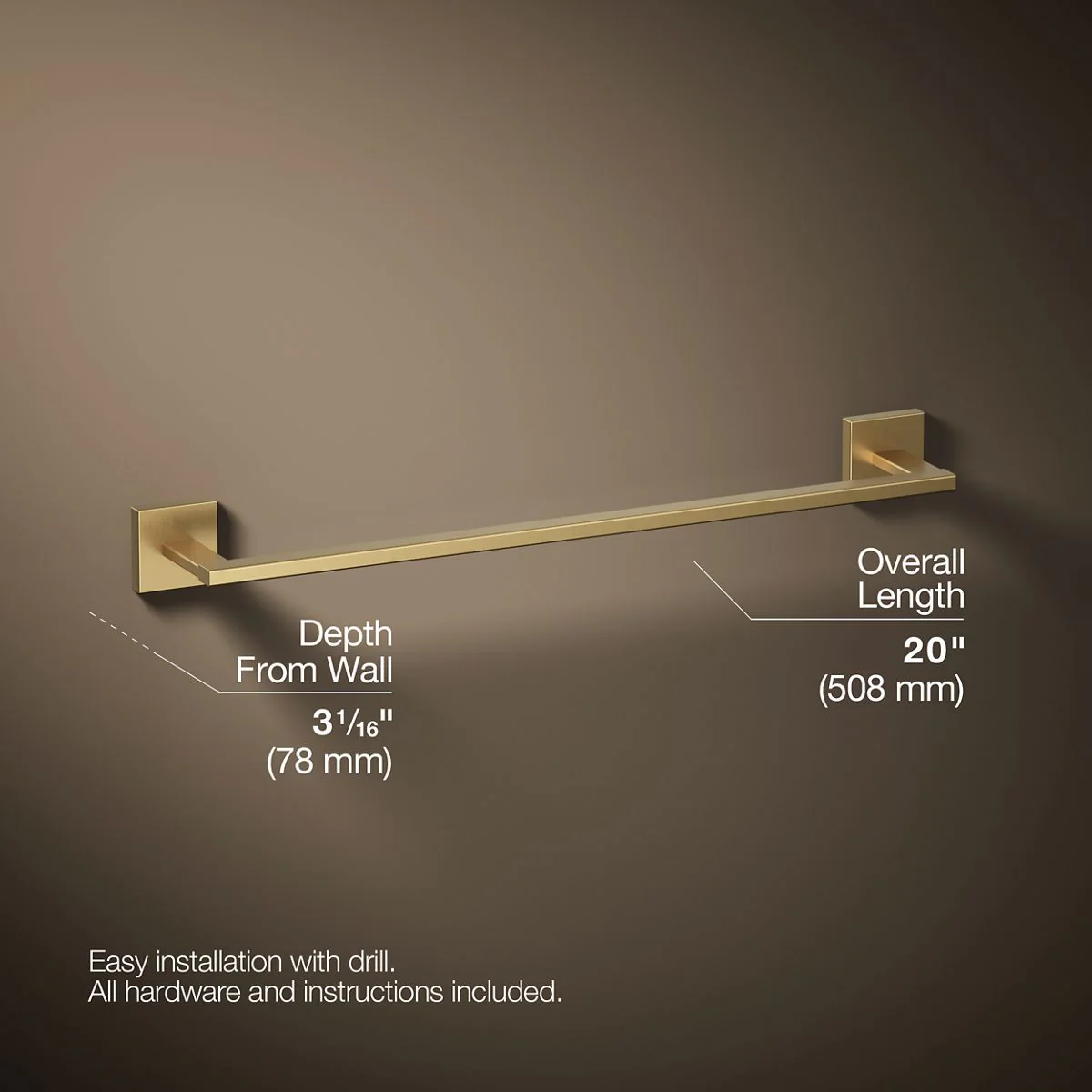 KOHLER K-23284 Square 18" towel bar - Image 8