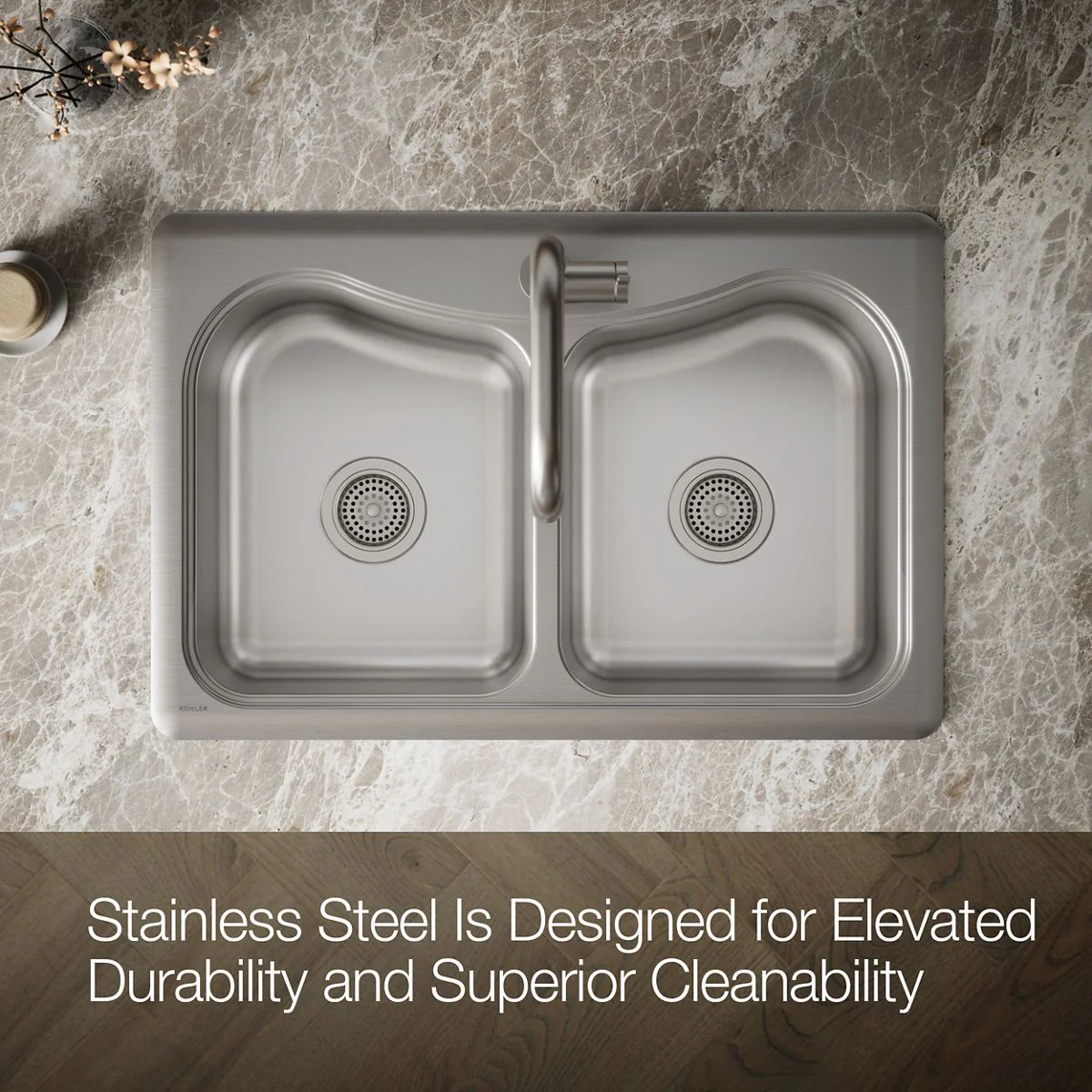 KOHLER K-3369-1 Staccato 33" top-mount double-bowl kitchen sink - Image 5
