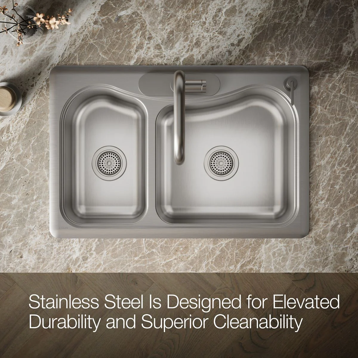 KOHLER K-3361-4 Staccato 33" top-mount double-bowl kitchen sink - Image 5