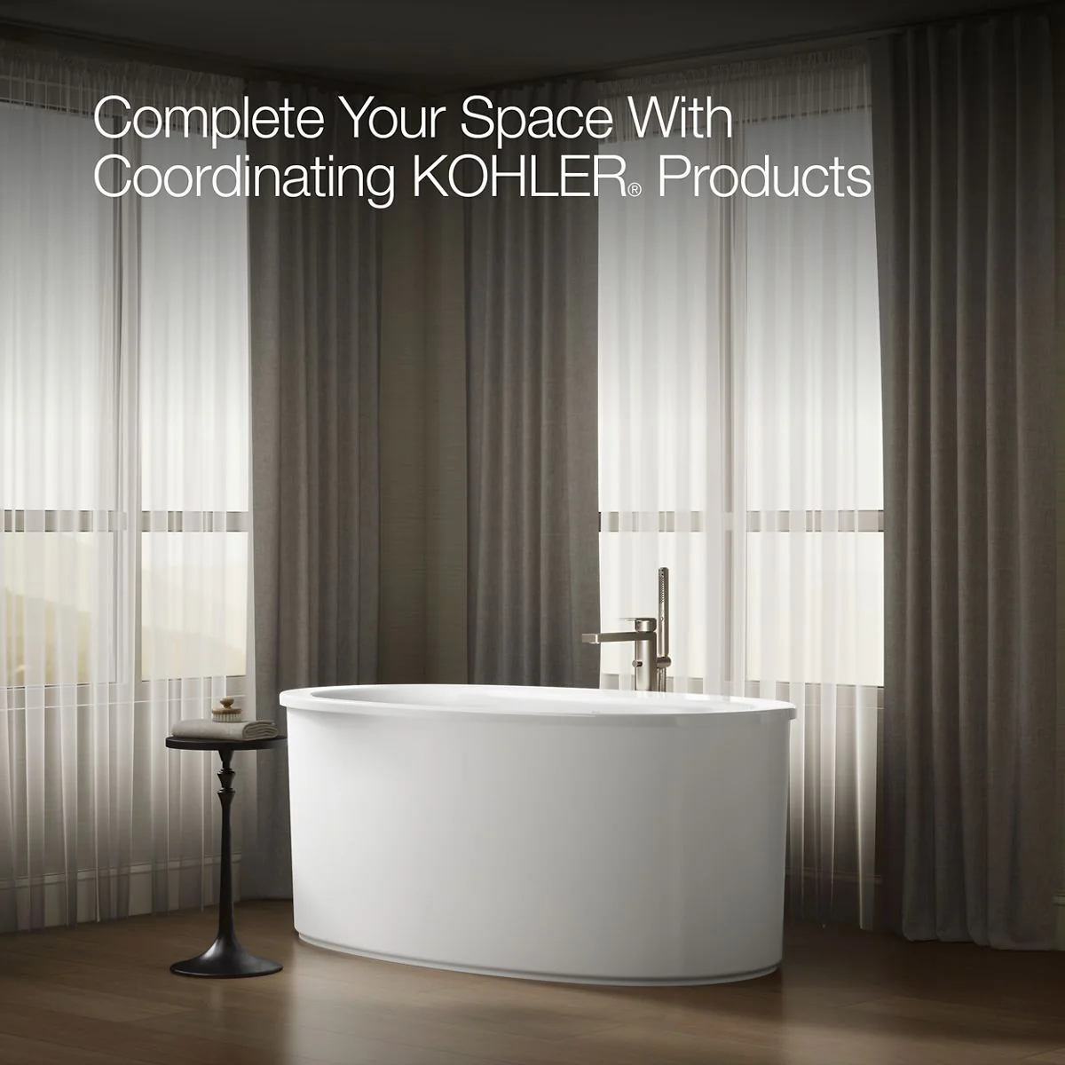 KOHLER K-24001 Sunstruck 60" x 34" freestanding bath with straight shroud - Image 4