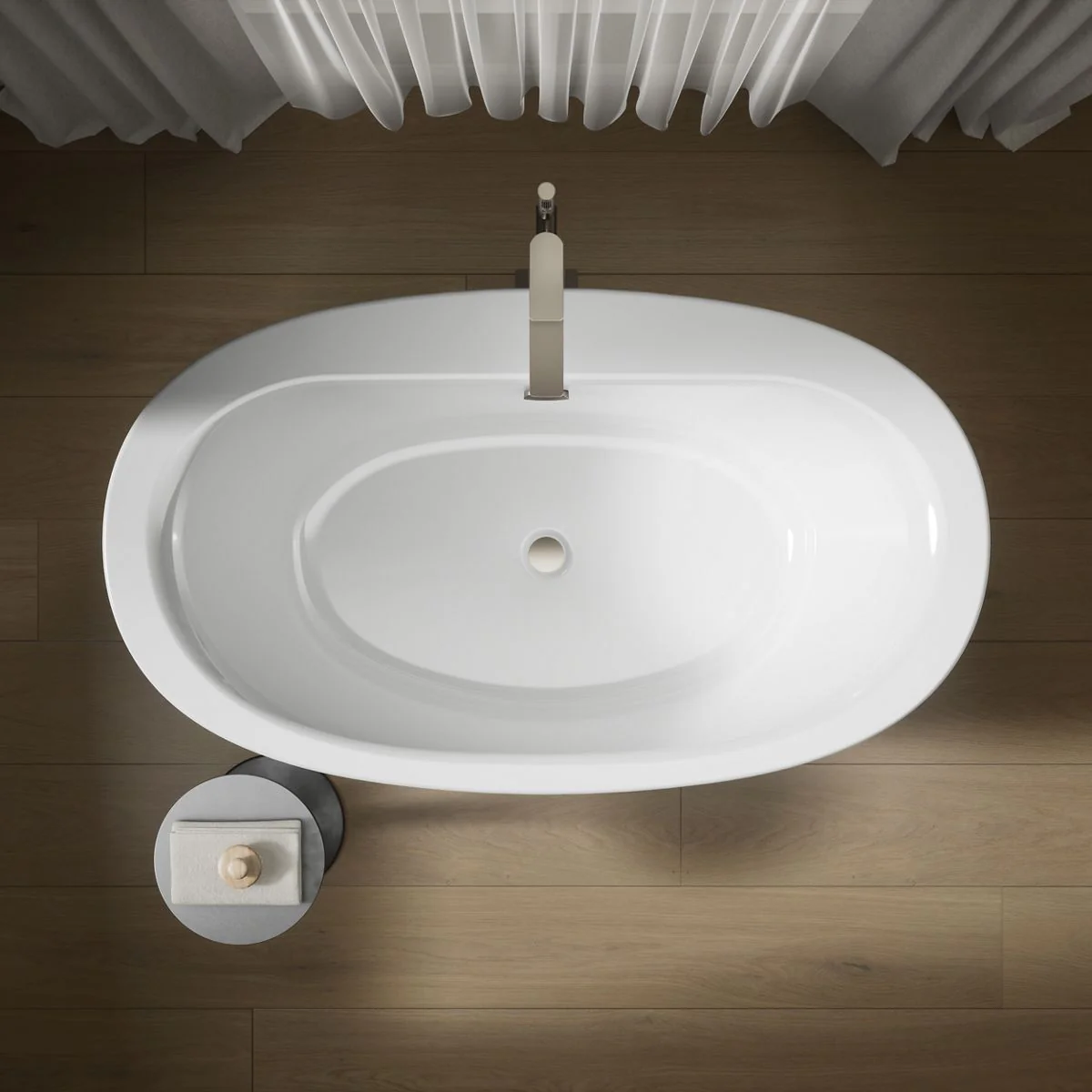 KOHLER K-24001 Sunstruck 60" x 34" freestanding bath with straight shroud - Image 6