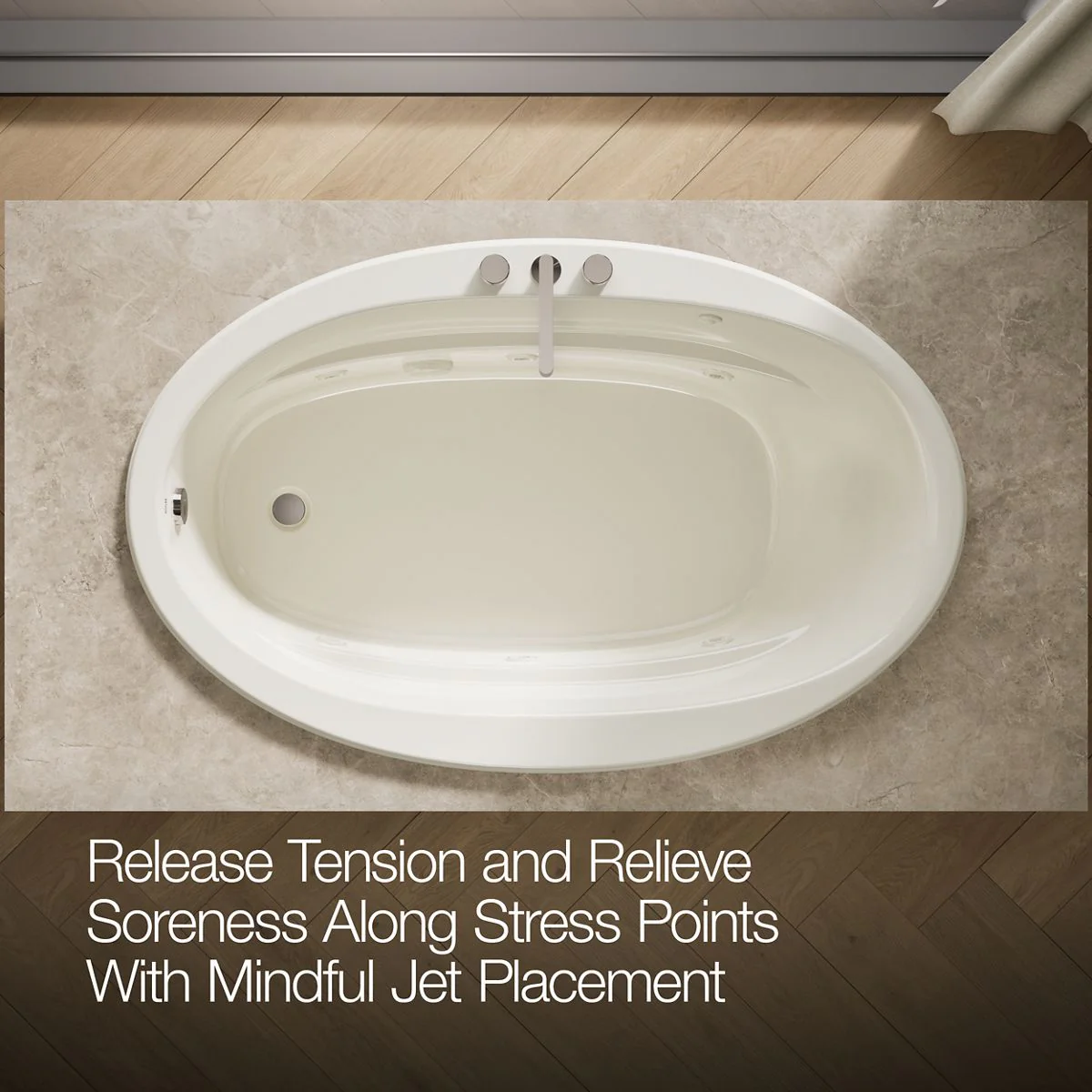KOHLER K-6347-H Sunward 66" x 42" drop-in heated whirlpool bath - Image 12