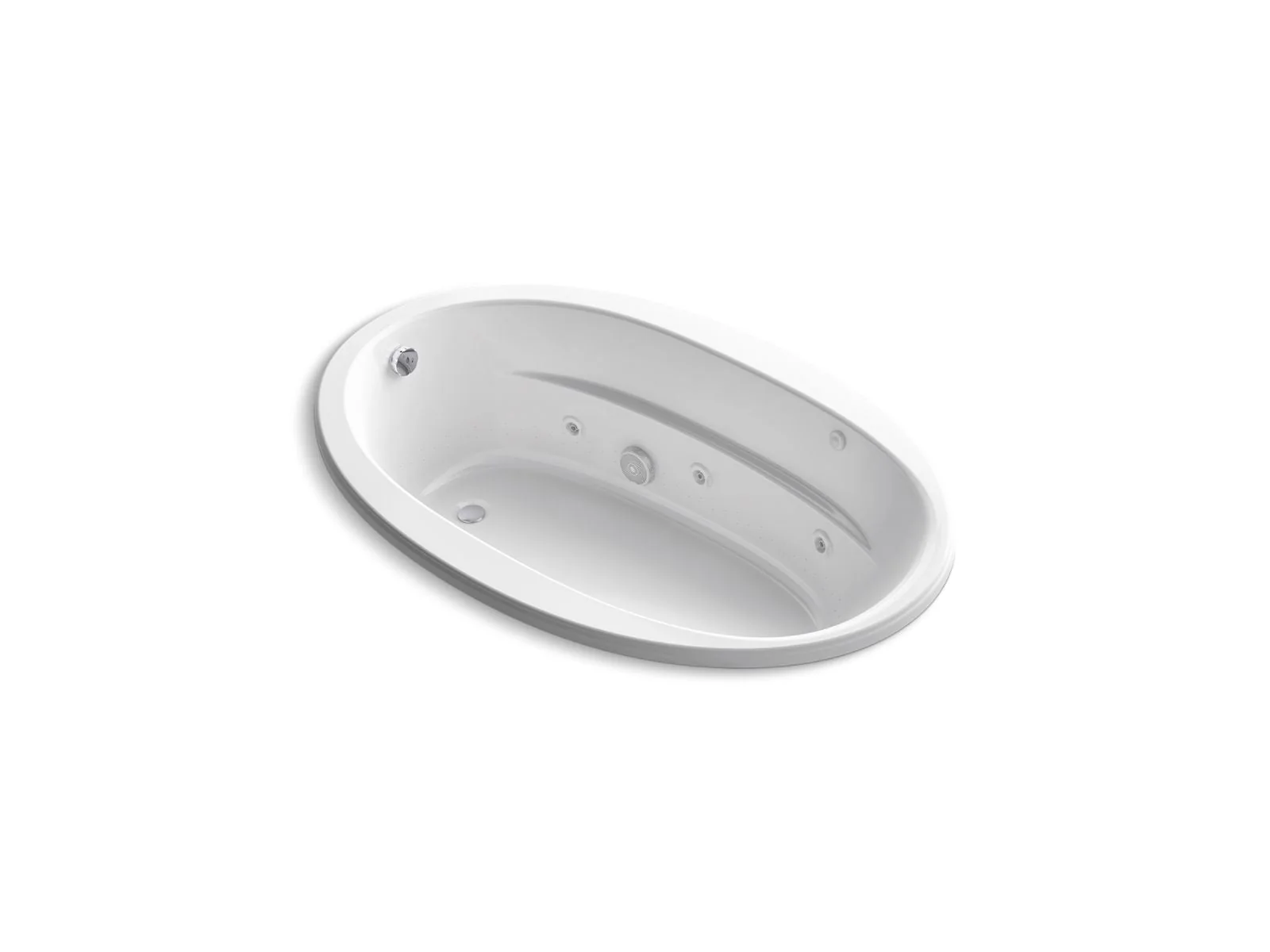 KOHLER K-6347-W1 Sunward 66" x 42" drop-in whirlpool bath with Bask heated surface