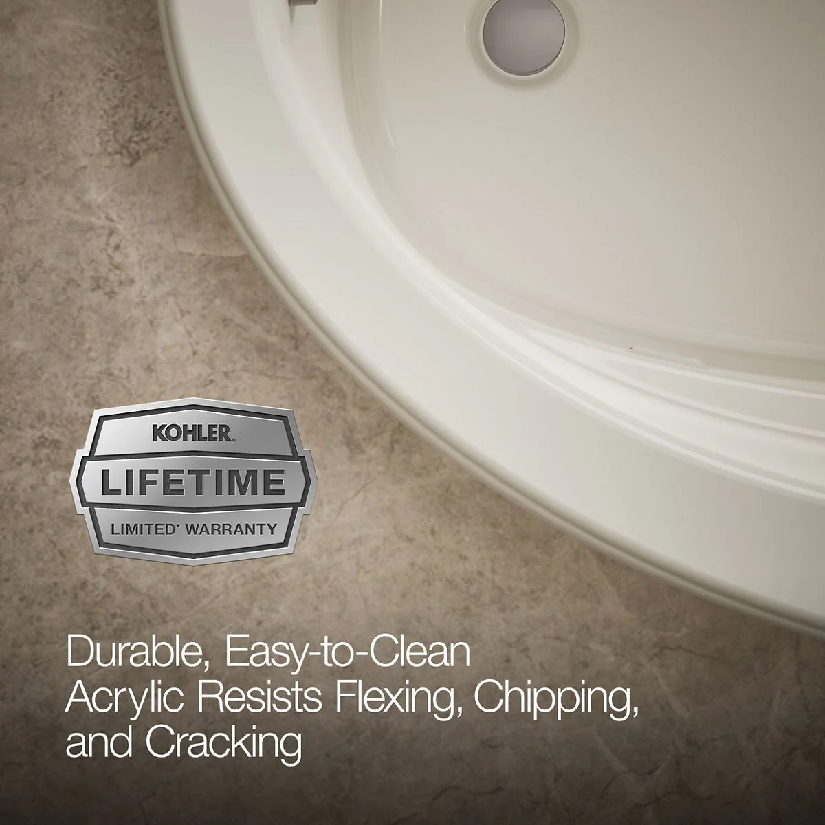 KOHLER K-6347-W1 Sunward 66" x 42" drop-in whirlpool bath with Bask heated surface - Image 11