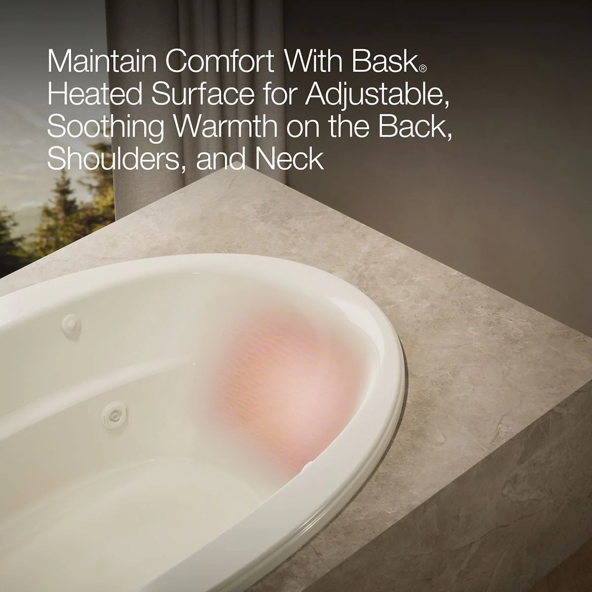 KOHLER K-6347-W1 Sunward 66" x 42" drop-in whirlpool bath with Bask heated surface - Image 12
