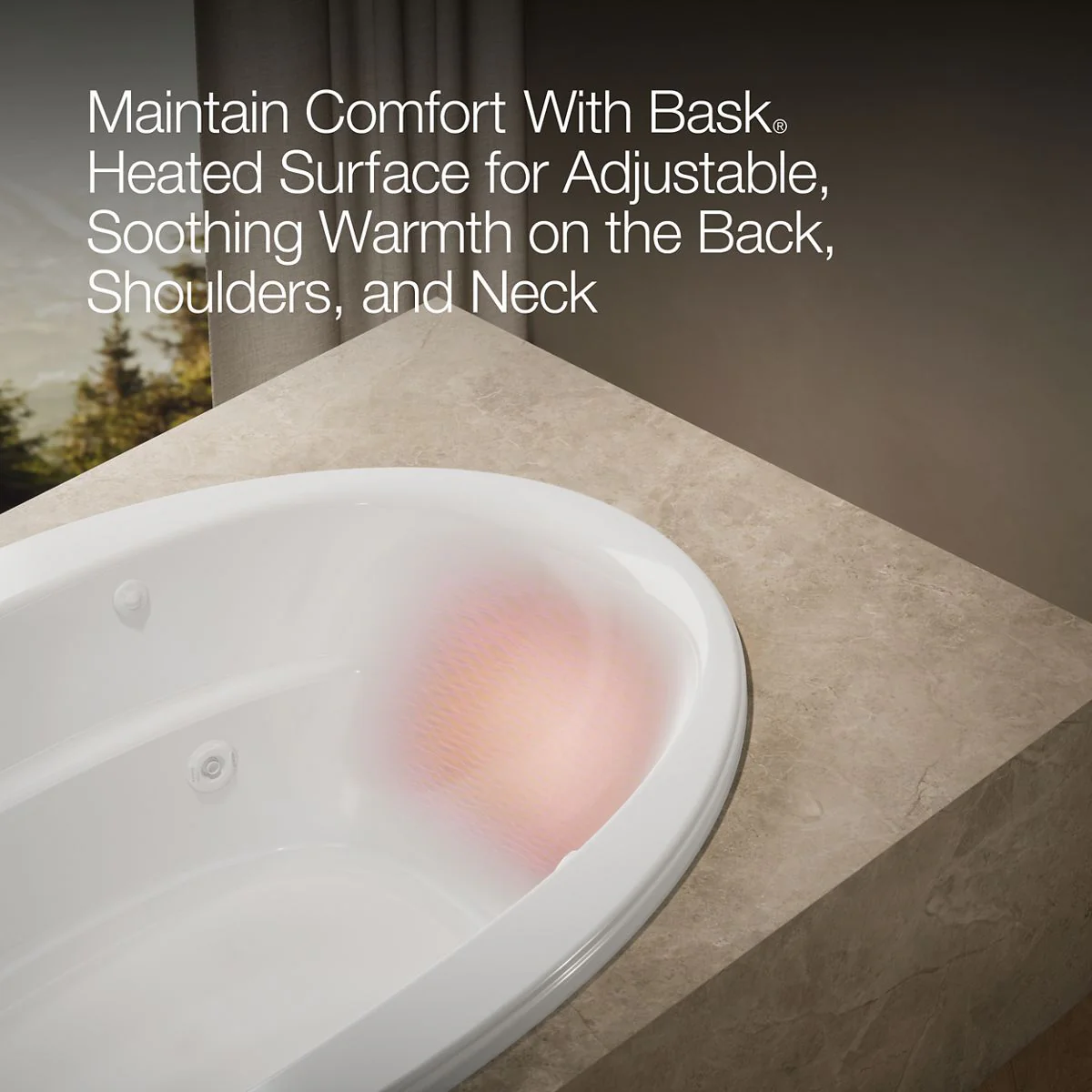 KOHLER K-6347-W1 Sunward 66" x 42" drop-in whirlpool bath with Bask heated surface - Image 7