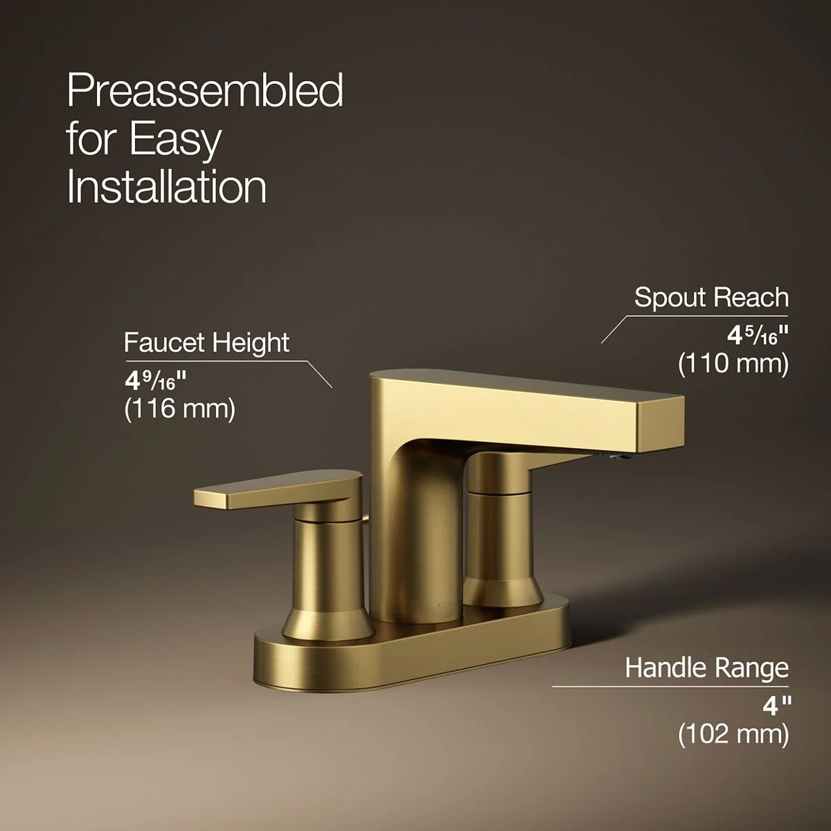 KOHLER K-97031-4 Taut Centerset bathroom sink faucet, 1.2 gpm - Image 7