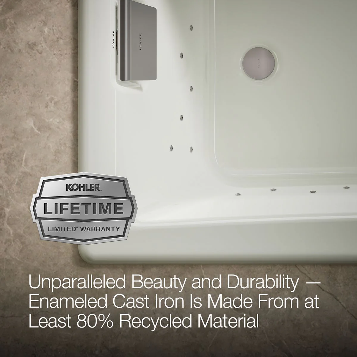KOHLER K-852-GHCP Tea-for-Two 60" x 32" drop-in Heated BubbleMassage air bath - Image 24