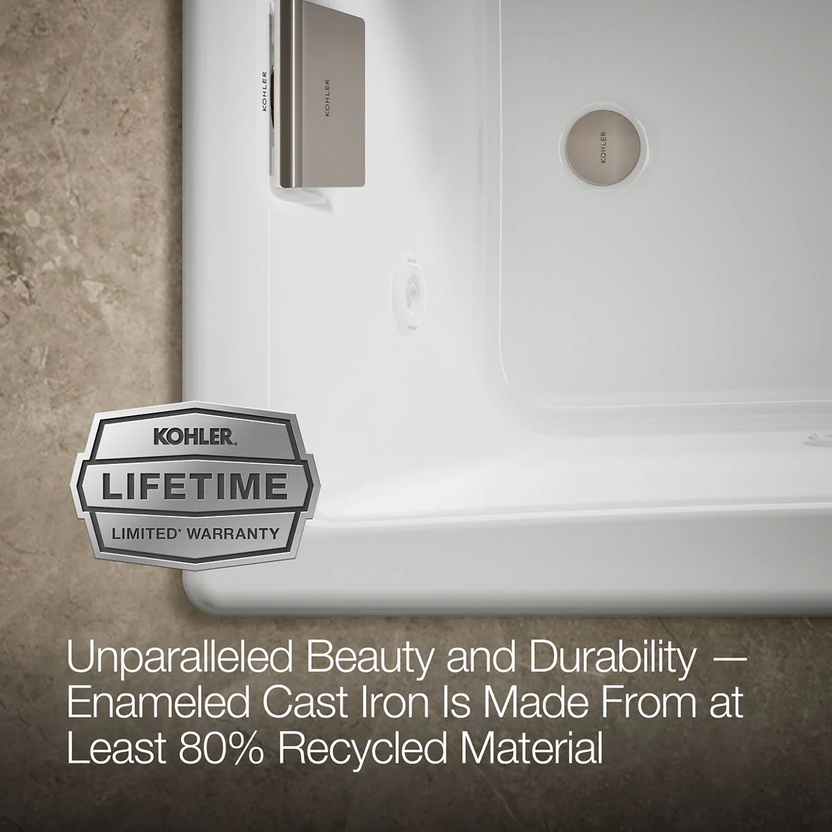 KOHLER K-852-JHB Tea-for-Two 60" x 32" drop-in/undermount whirlpool bath - Image 8
