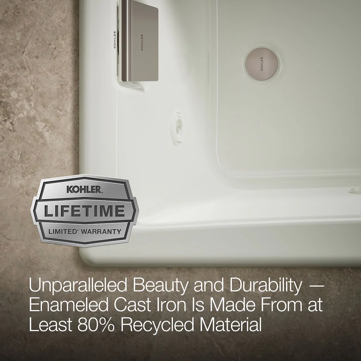 KOHLER K-852-JH Tea-for-Two 60" x 32" drop-in/undermount whirlpool bath - Image 23
